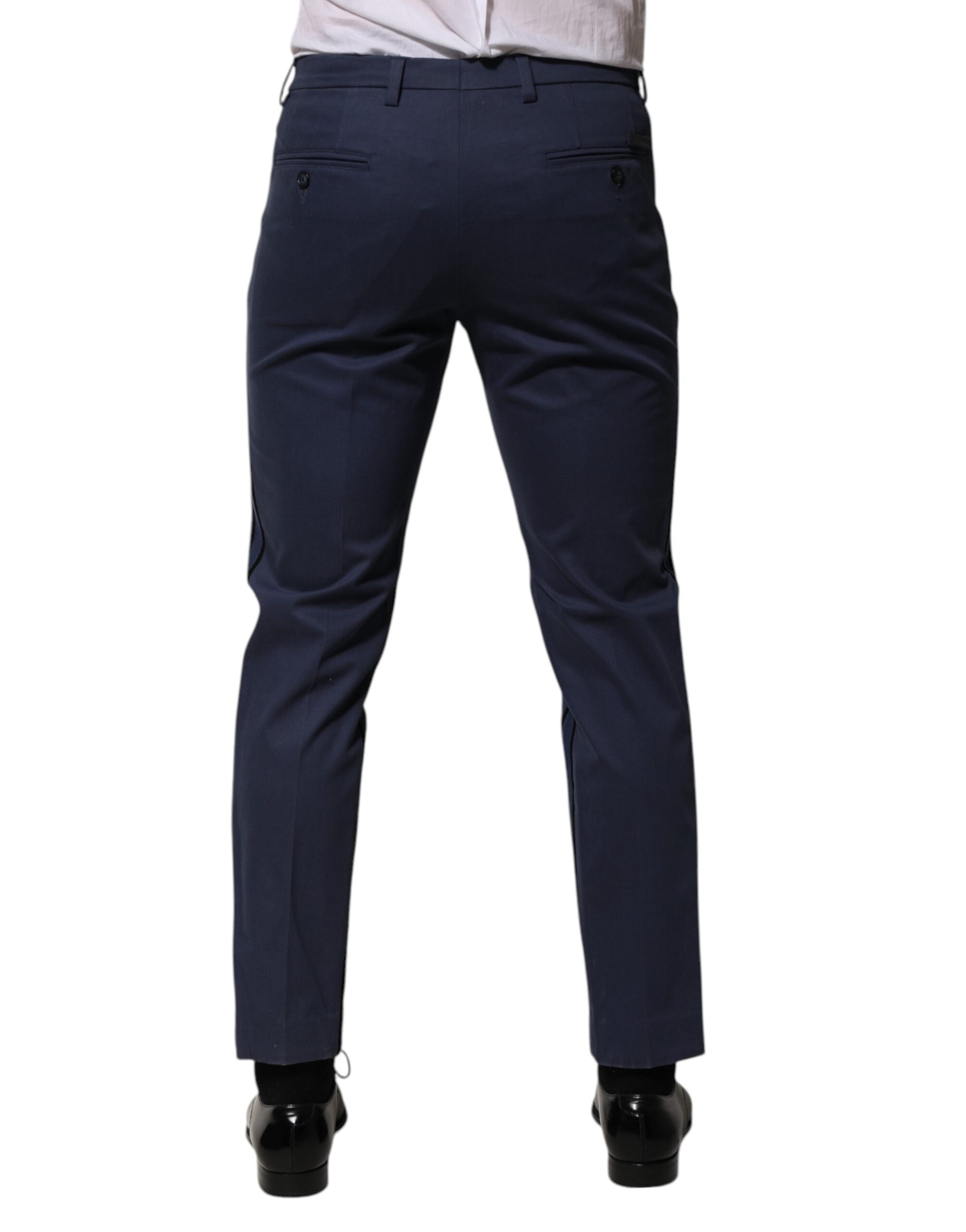 Blue Cotton Tapered Men Formal Trousers Pants - ventzia
