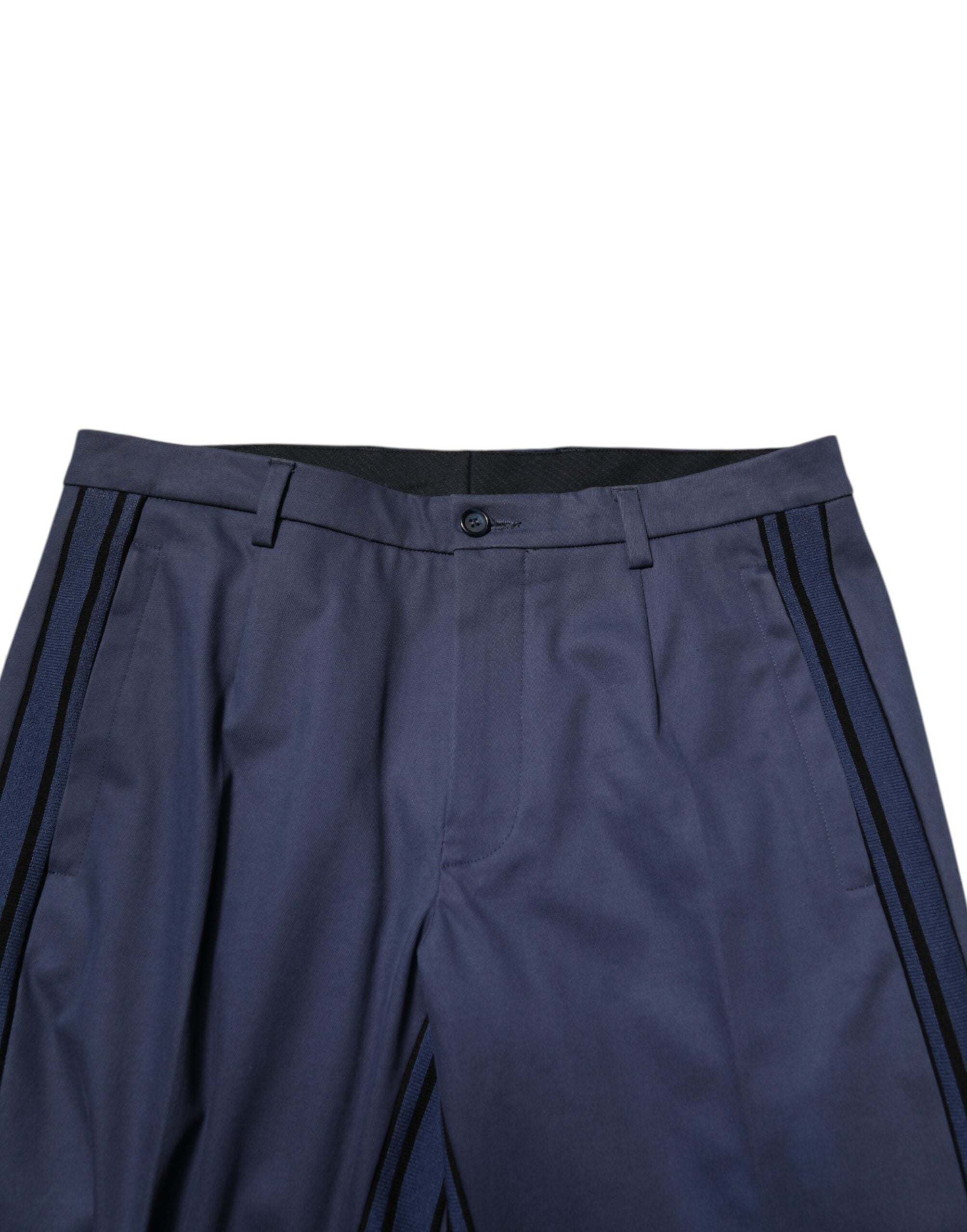 Blue Cotton Tapered Men Formal Trousers Pants - ventzia