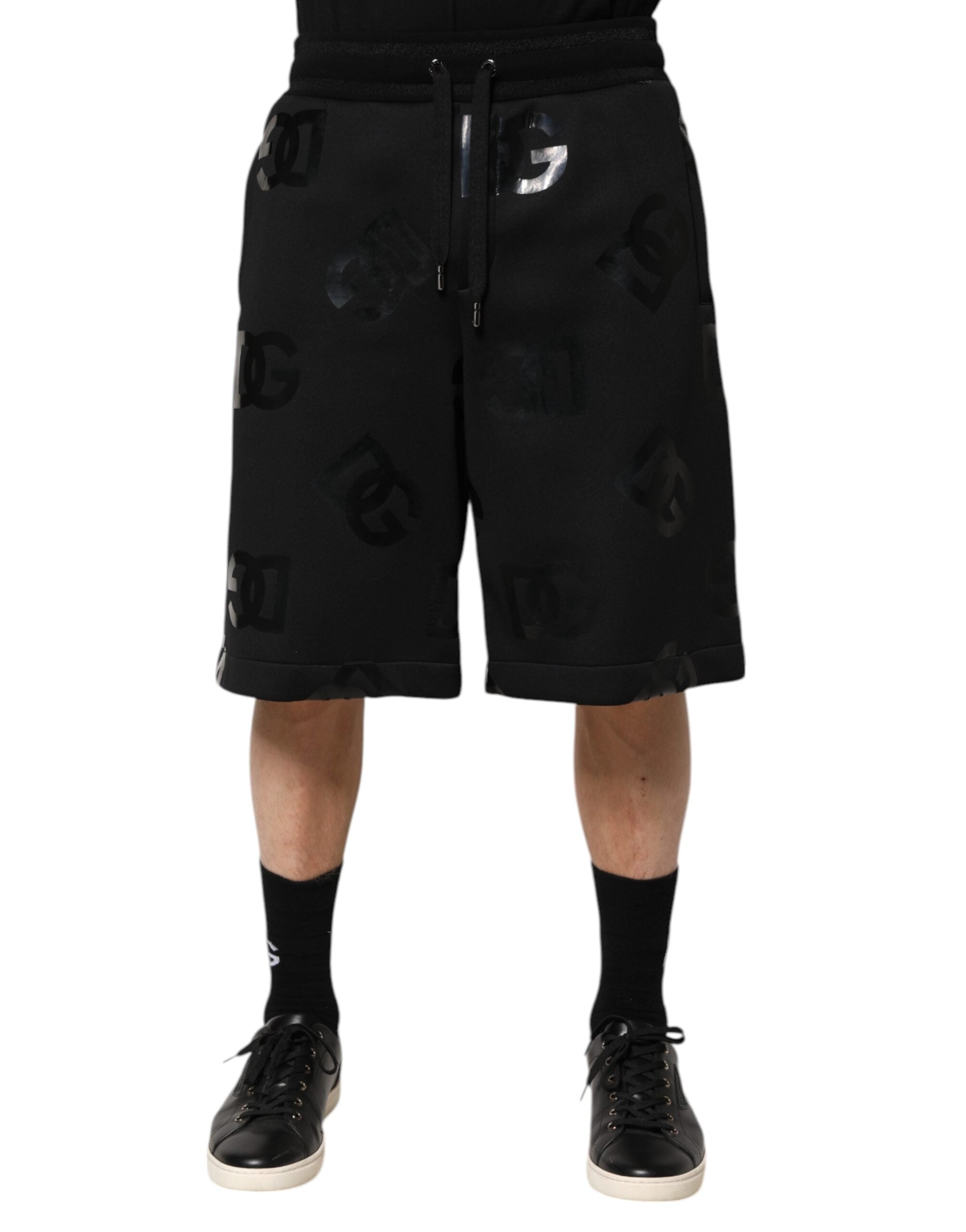 Black Logo Cotton Bermuda Sweatshorts Shorts - ventzia