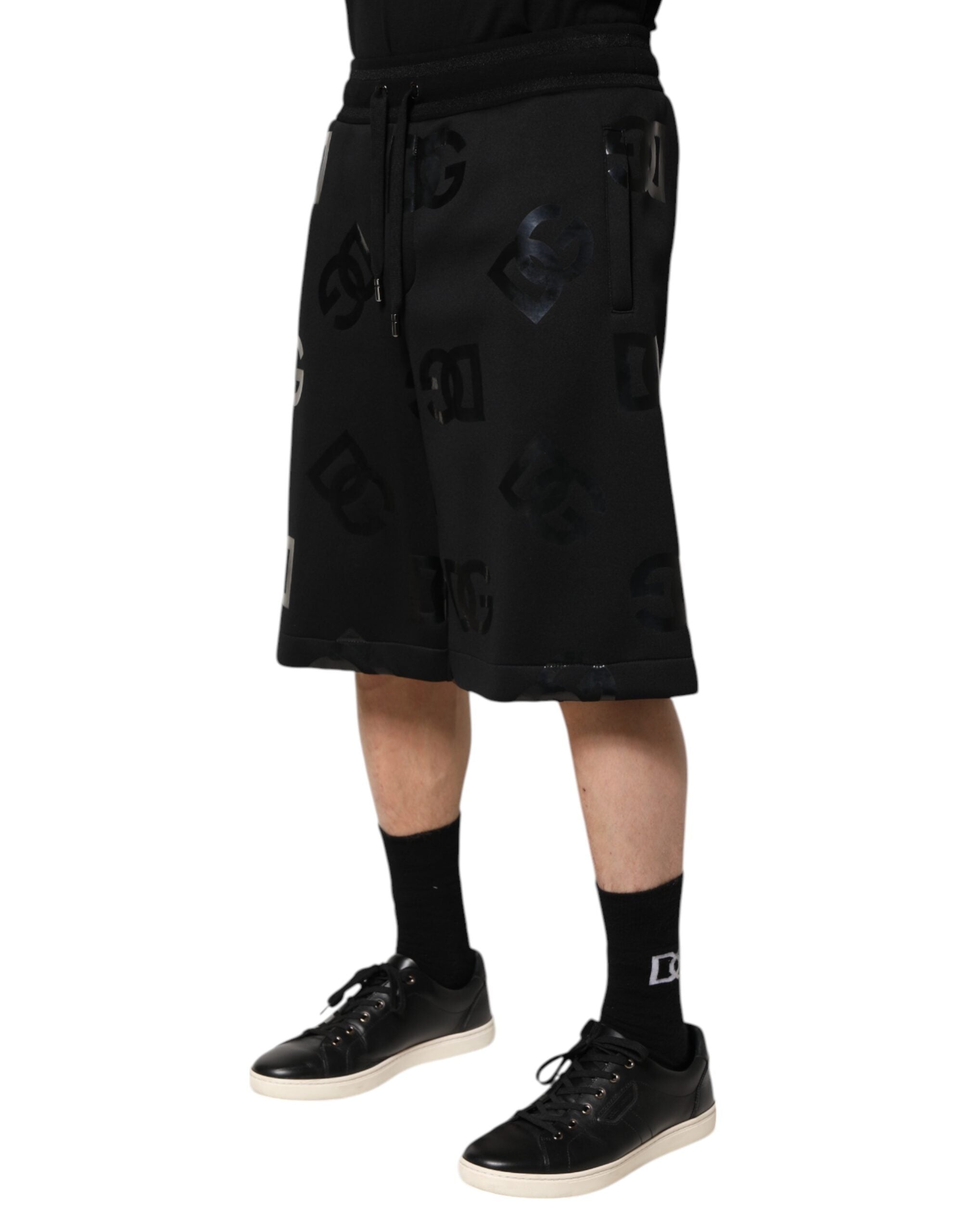 Black Logo Cotton Bermuda Sweatshorts Shorts - ventzia