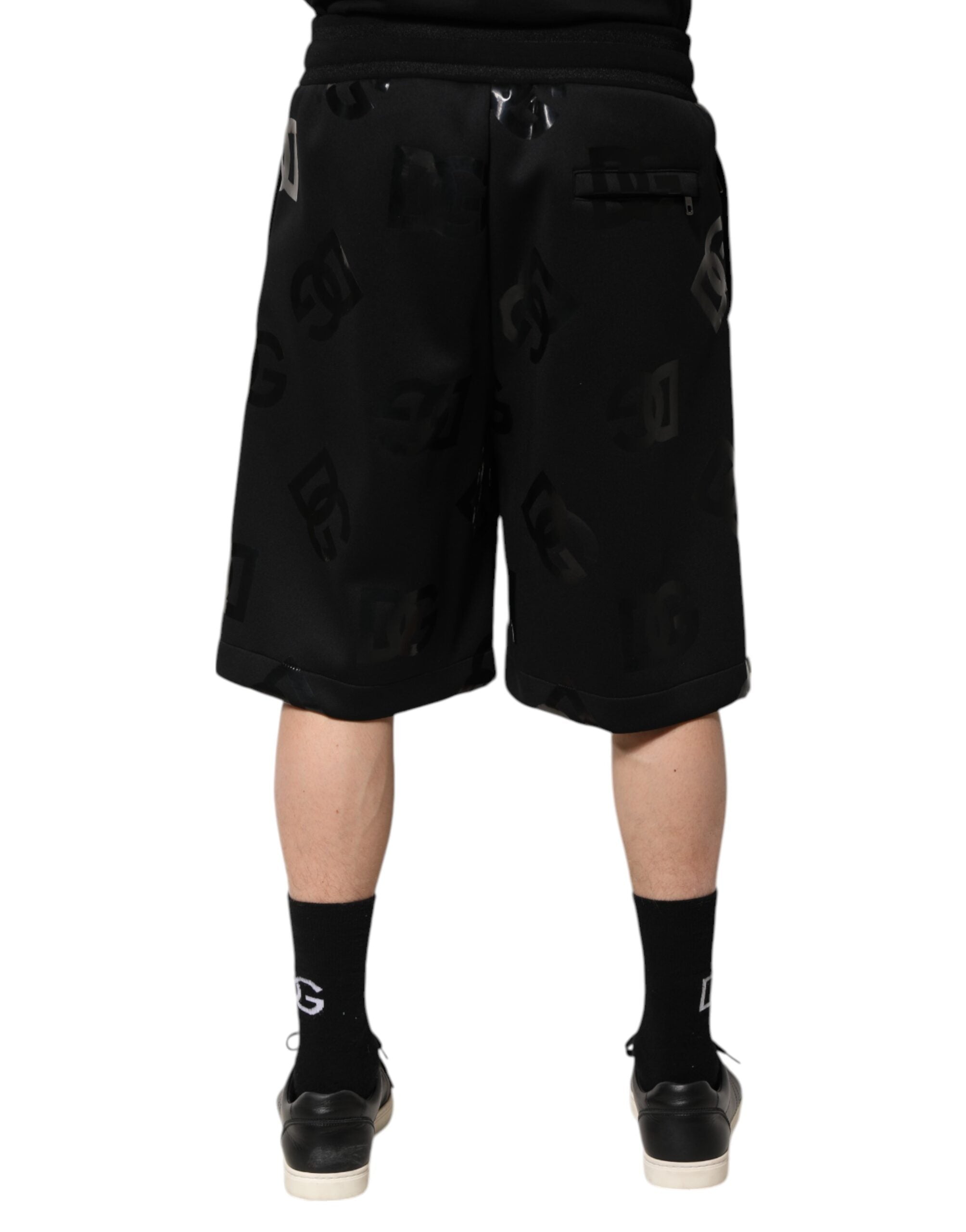 Black Logo Cotton Bermuda Sweatshorts Shorts - ventzia