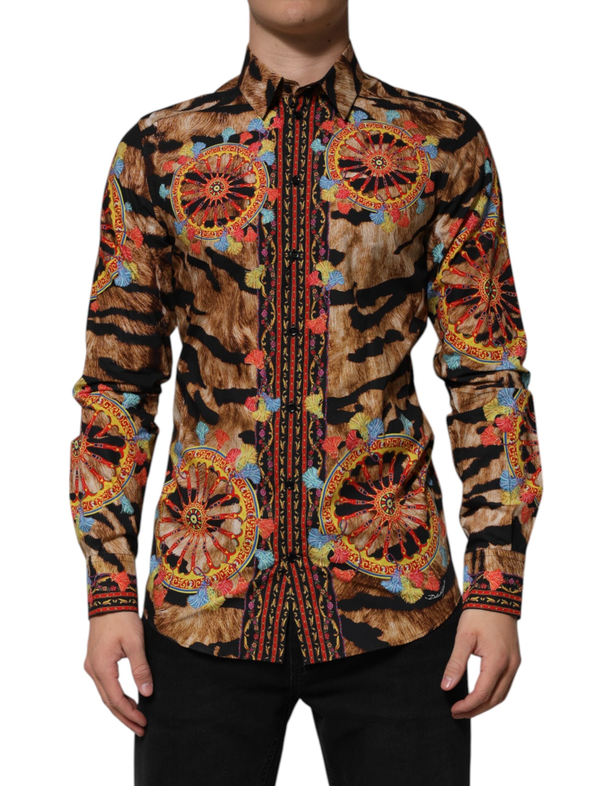 GOLD Cotton Tiger Carretto Long Sleeve Shirt - ventzia