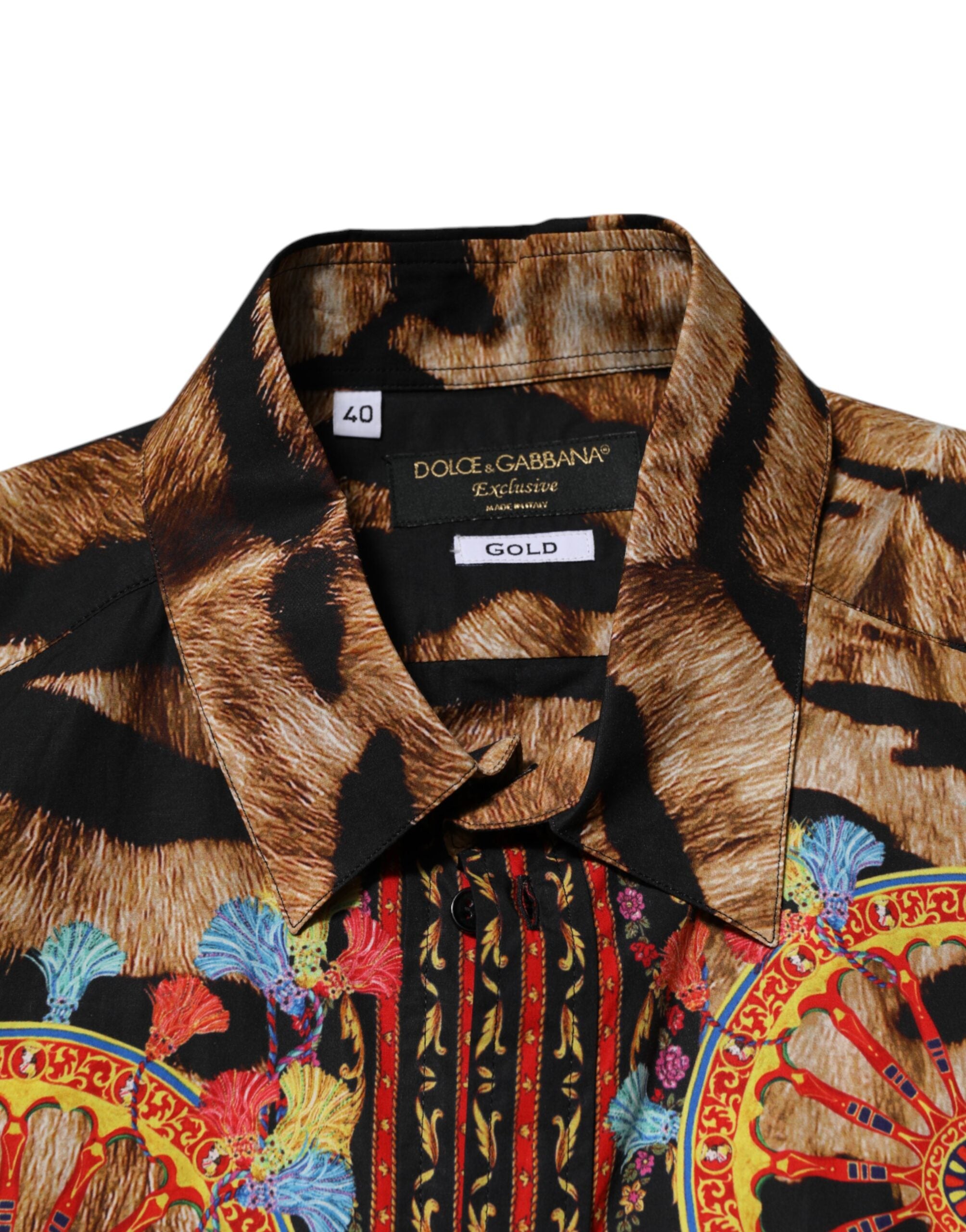 GOLD Cotton Tiger Carretto Long Sleeve Shirt - ventzia