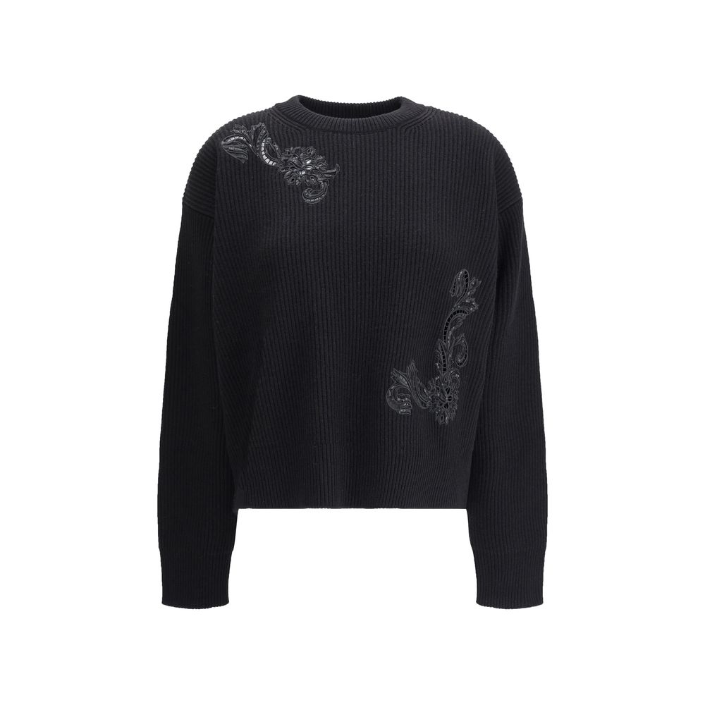Barocco Leaf Embroidered Sweater - ventzia