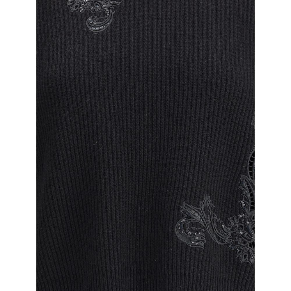Barocco Leaf Embroidered Sweater - ventzia