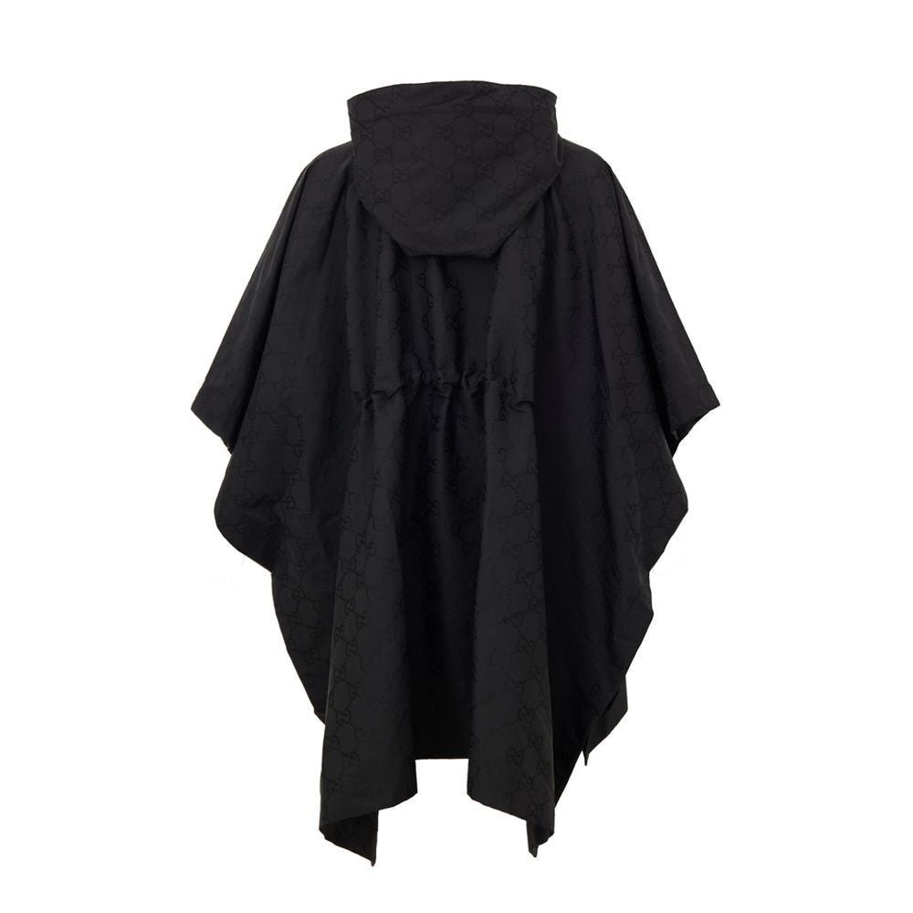 Black Polyester Trench Coat - ventzia