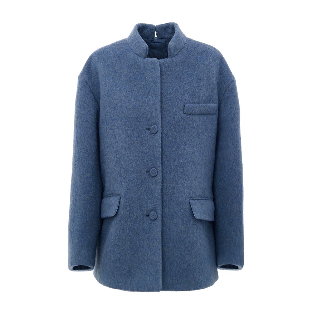 Light Blue Wool Jackets & Coat - ventzia