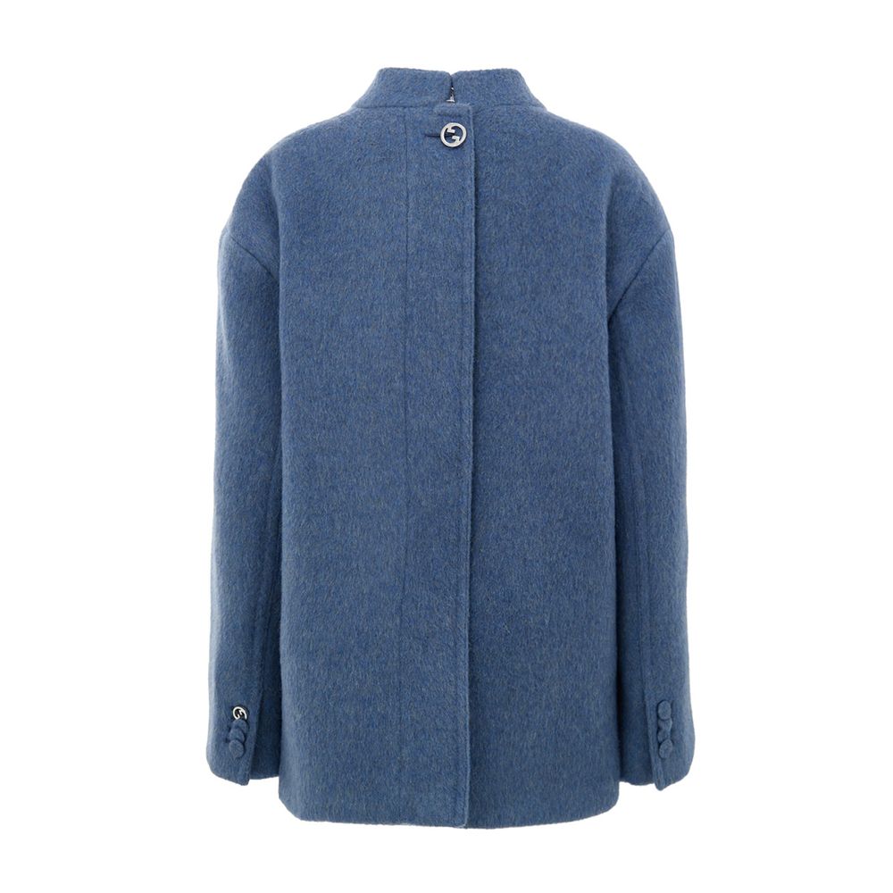 Light Blue Wool Jackets & Coat - ventzia