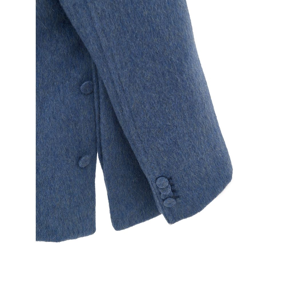 Light Blue Wool Jackets & Coat - ventzia