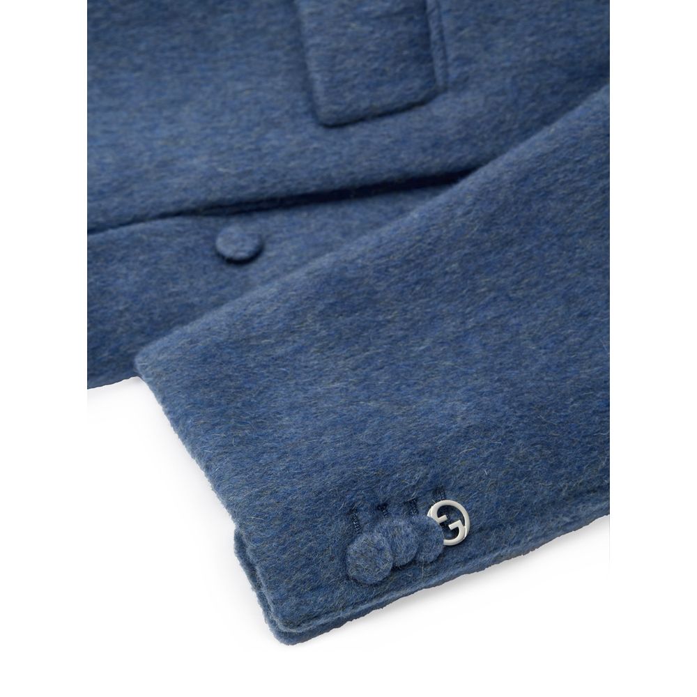 Light Blue Wool Jackets & Coat - ventzia