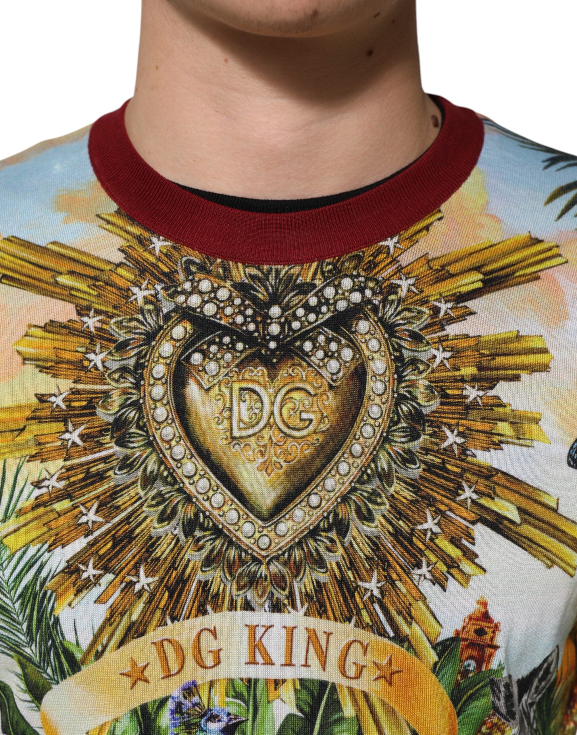 Tropical Heart Crown Silk Pullover Sweater - ventzia