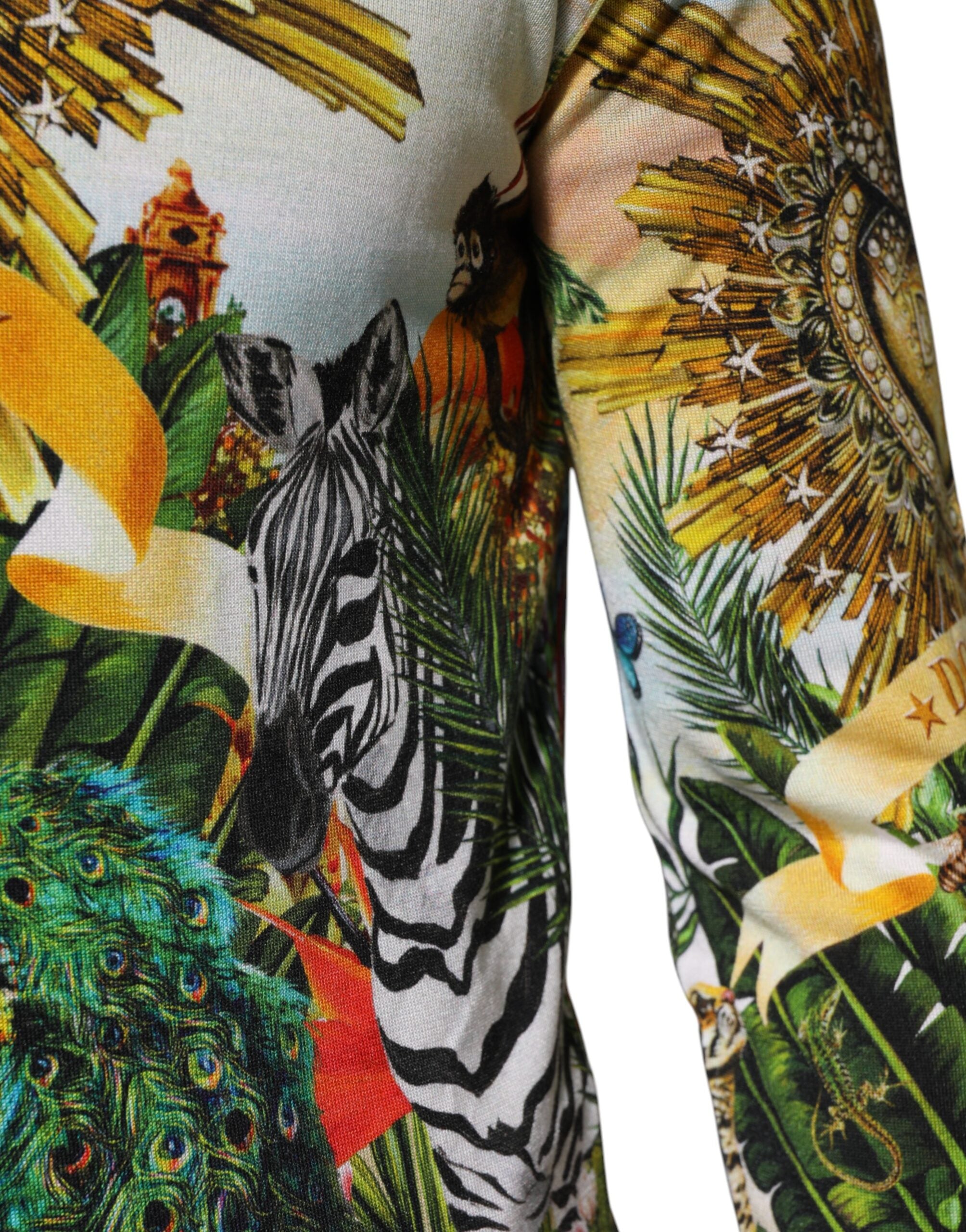 Tropical Heart Crown Silk Pullover Sweater - ventzia