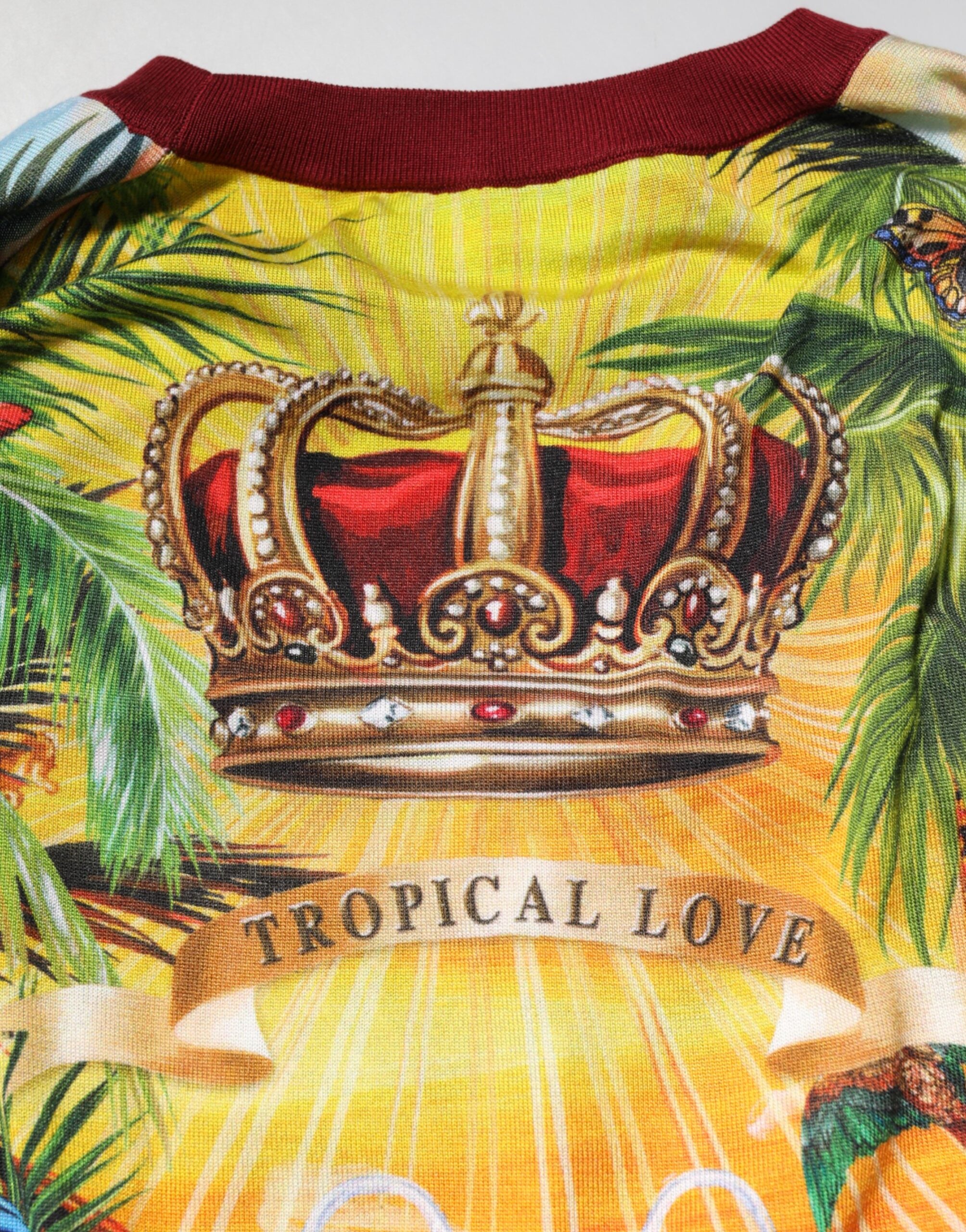 Tropical Heart Crown Silk Pullover Sweater - ventzia