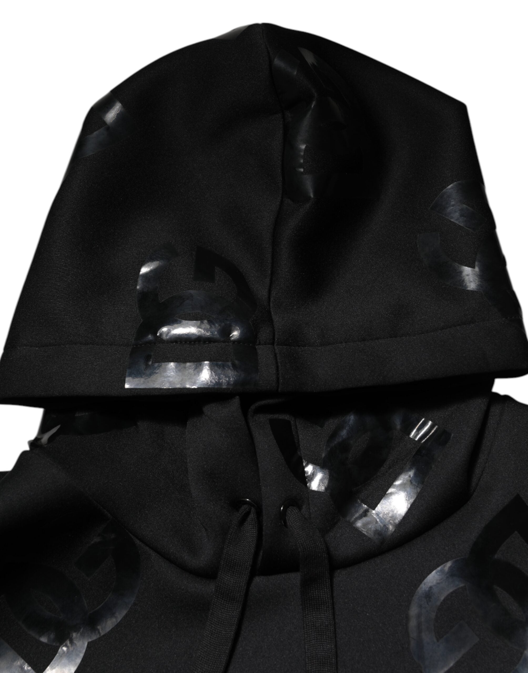 Black DG Logo Hoodie Metallic Print Sweater - ventzia