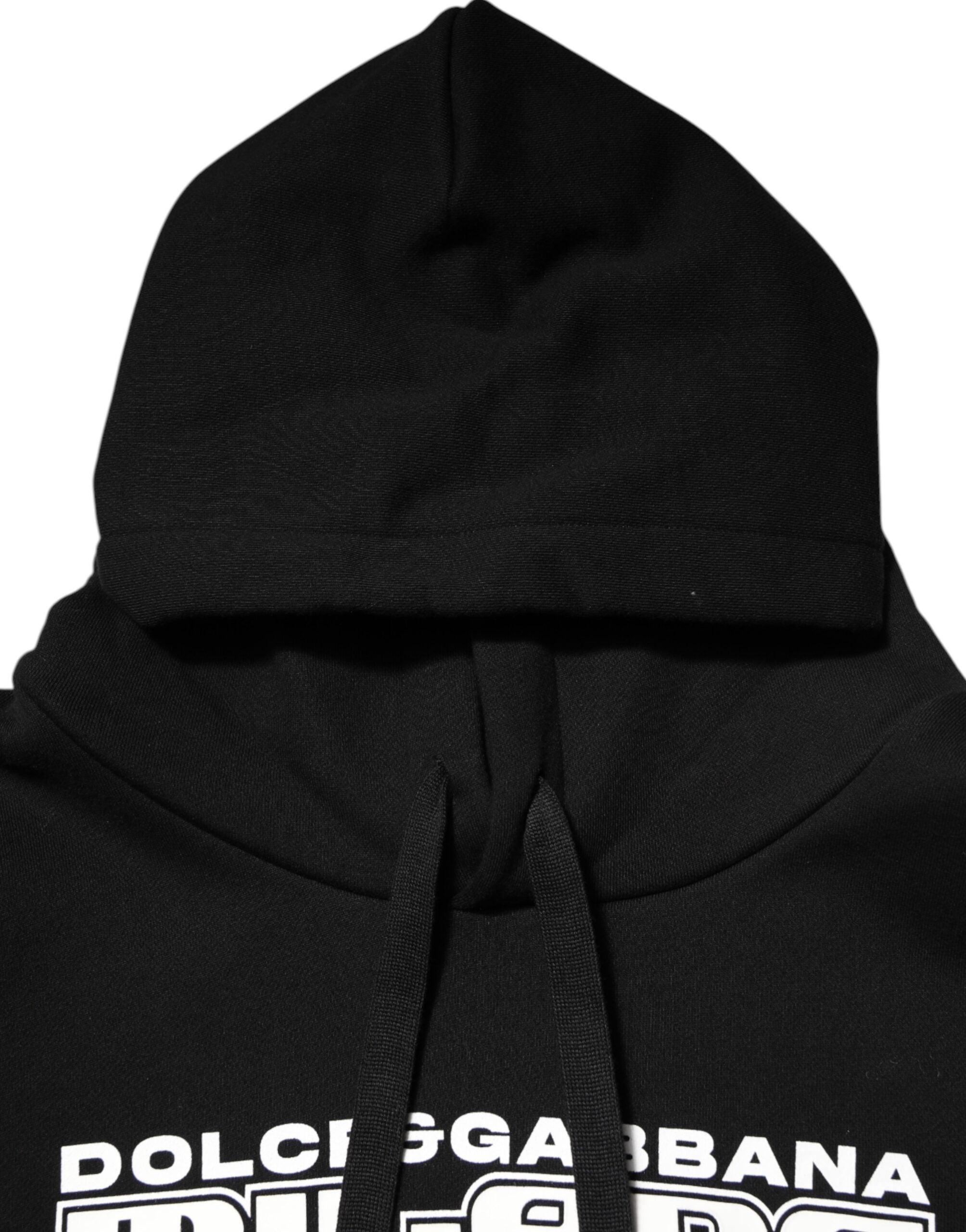 Black Cotton DG Milano Logo Print Hoodie Sweater - ventzia