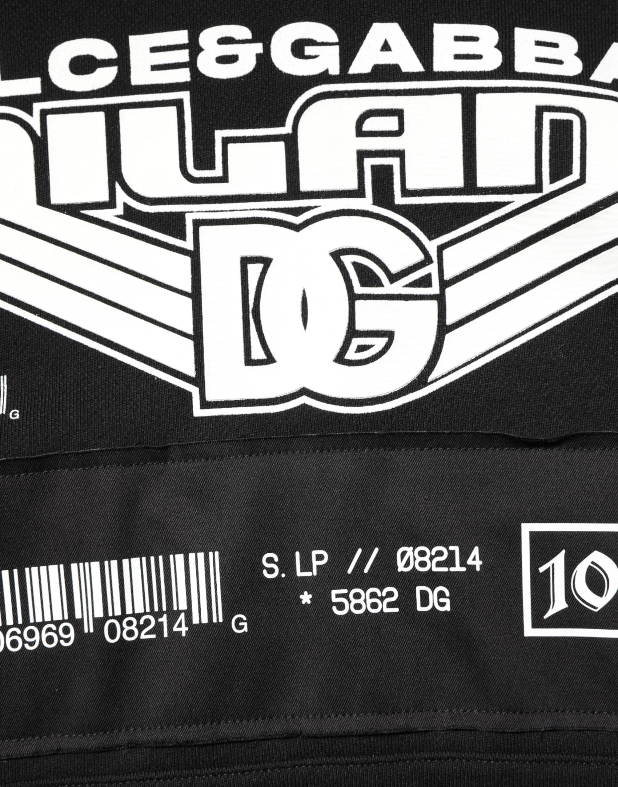 Black Cotton DG Milano Logo Print Hoodie Sweater - ventzia