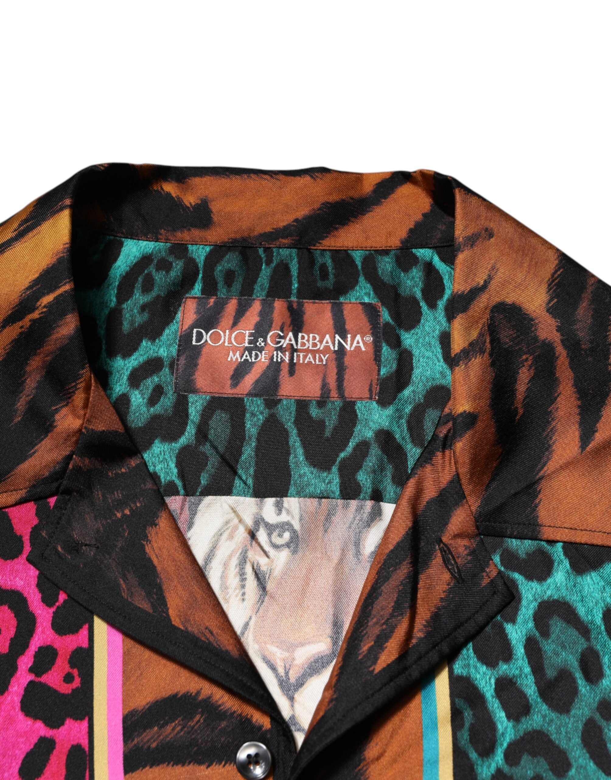 Multicolor Silk Tiger Print Hawaiian T-shirt - ventzia