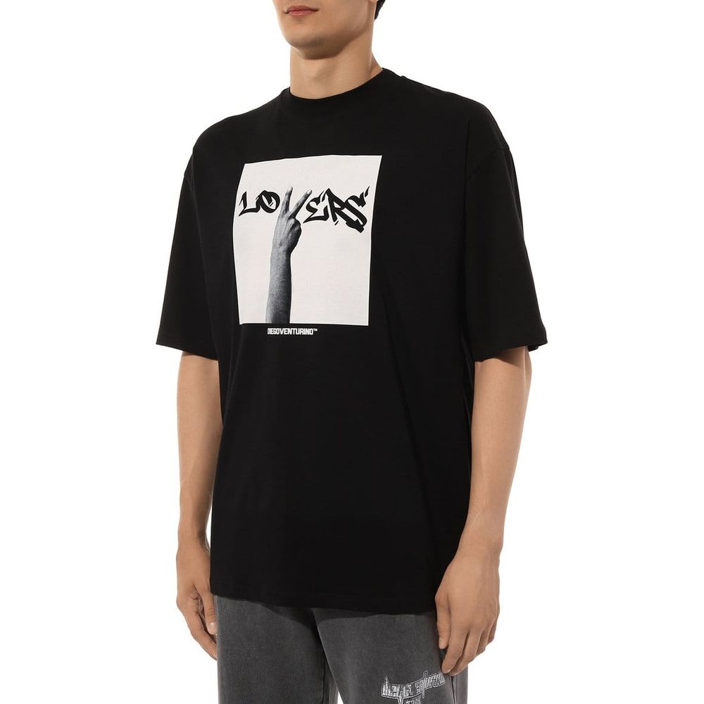 Black Cotton T-Shirt - ventzia