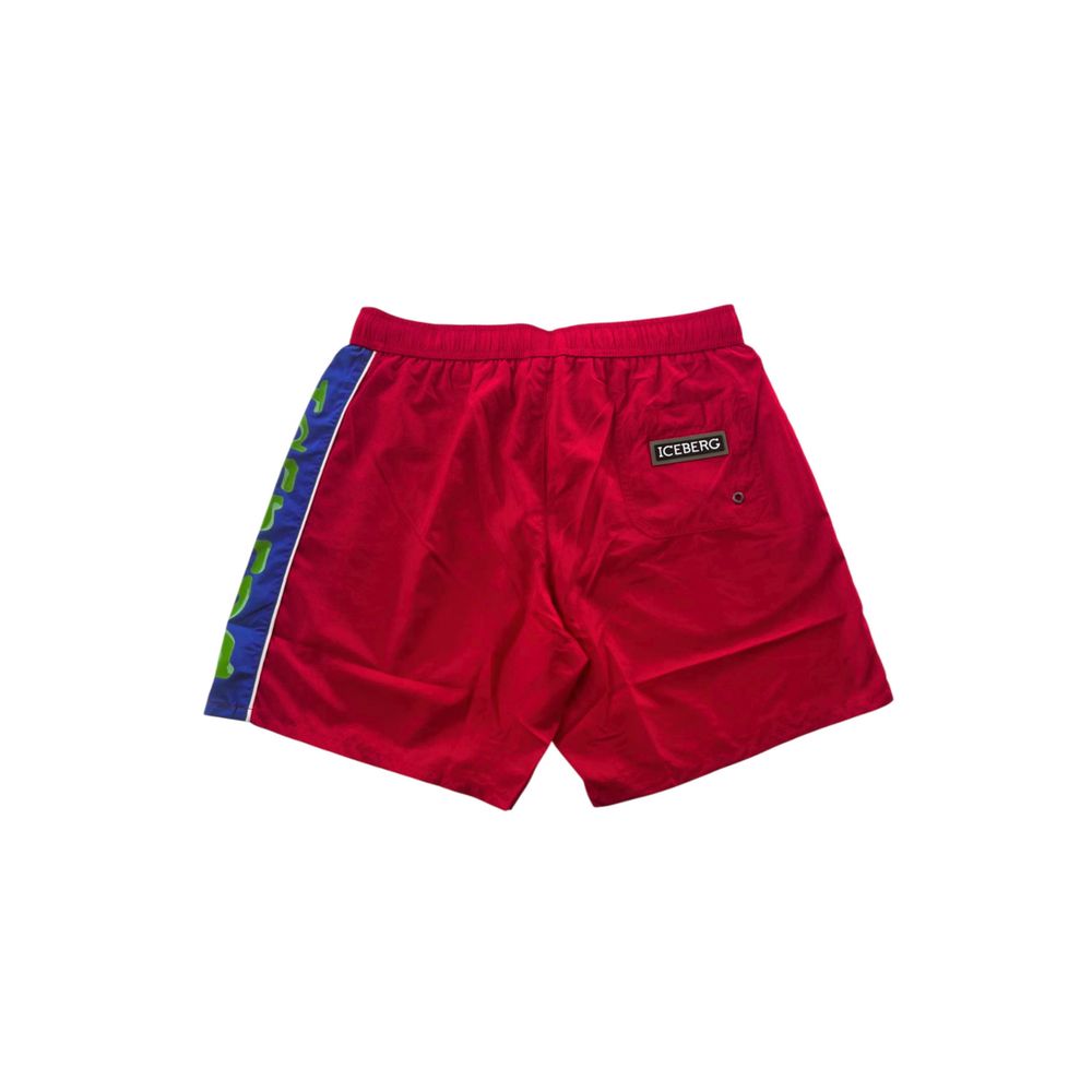 Red Polyester Men Swim Short - ventzia
