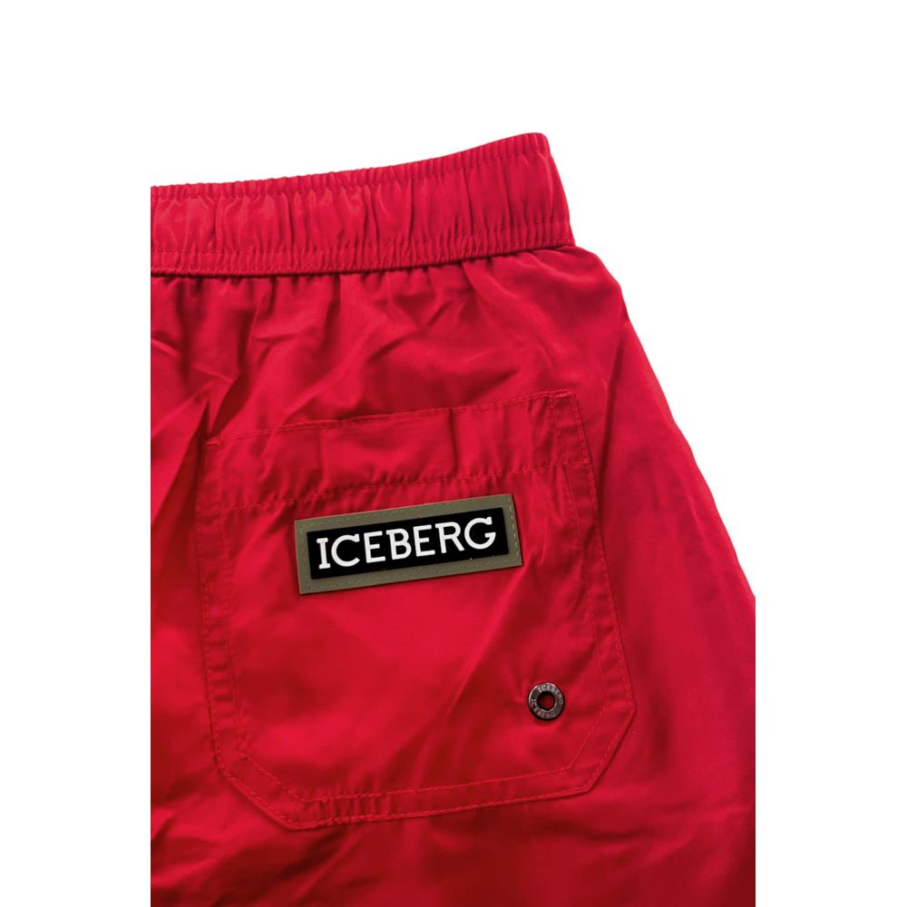 Red Polyester Men Swim Short - ventzia