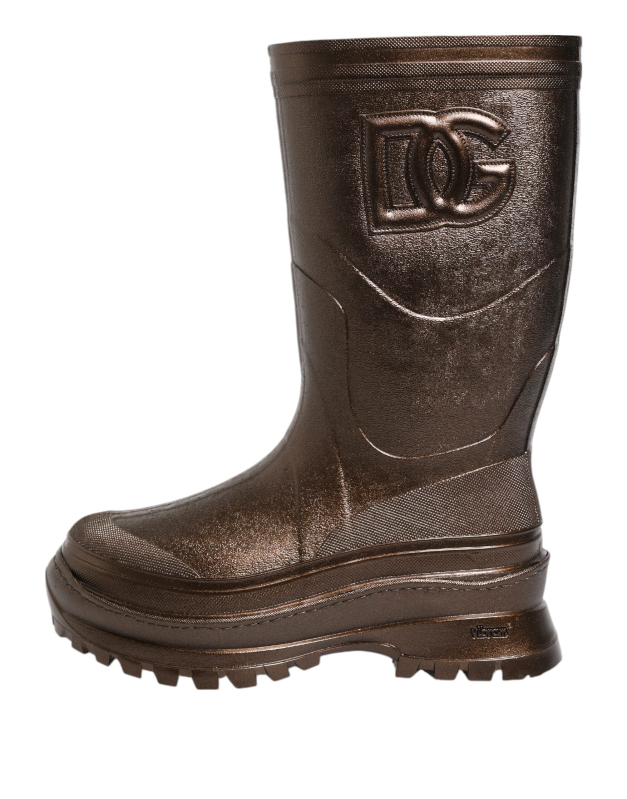 Metallic Bronze Pull On Rain Boots Shoes - ventzia