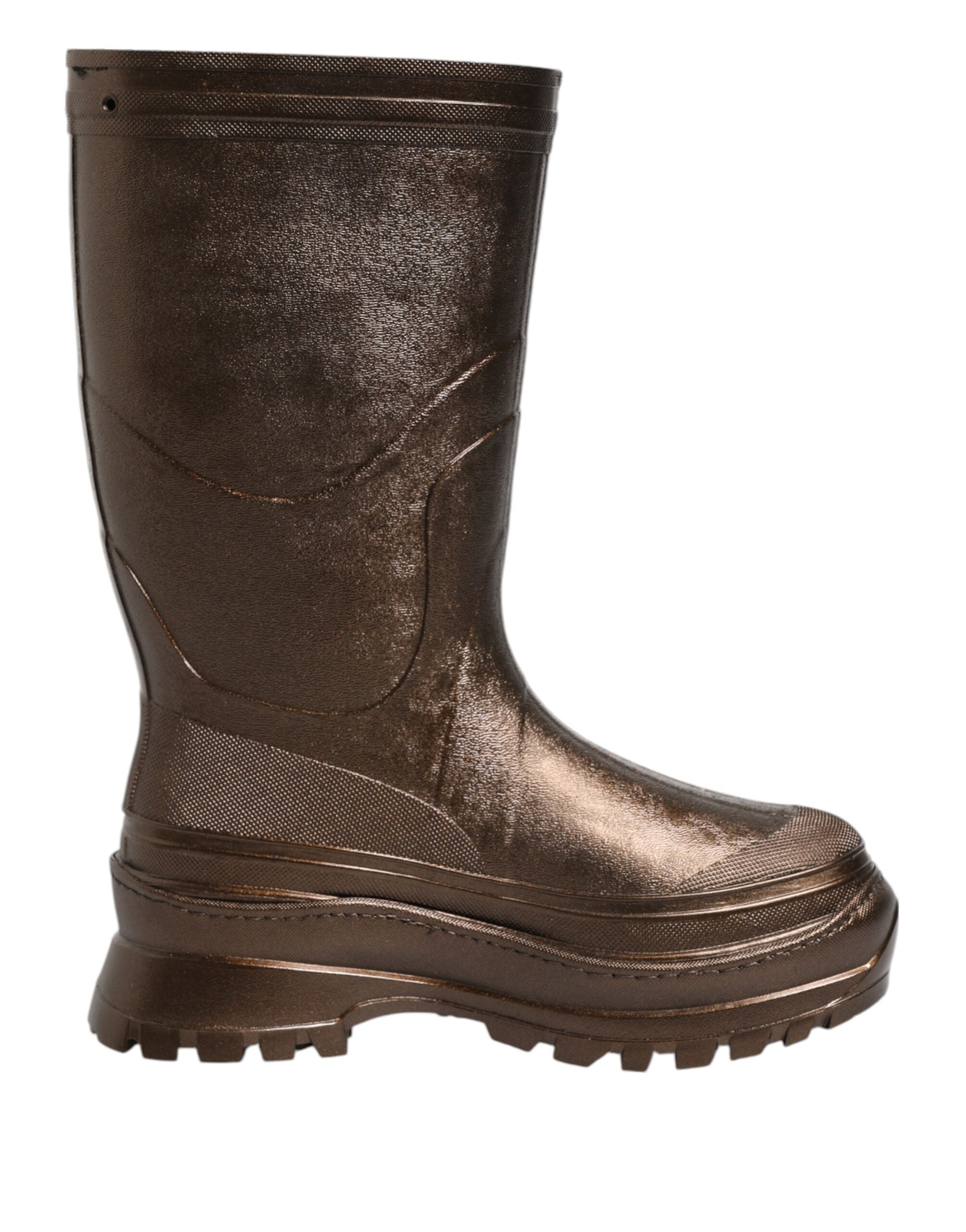 Metallic Bronze Pull On Rain Boots Shoes - ventzia