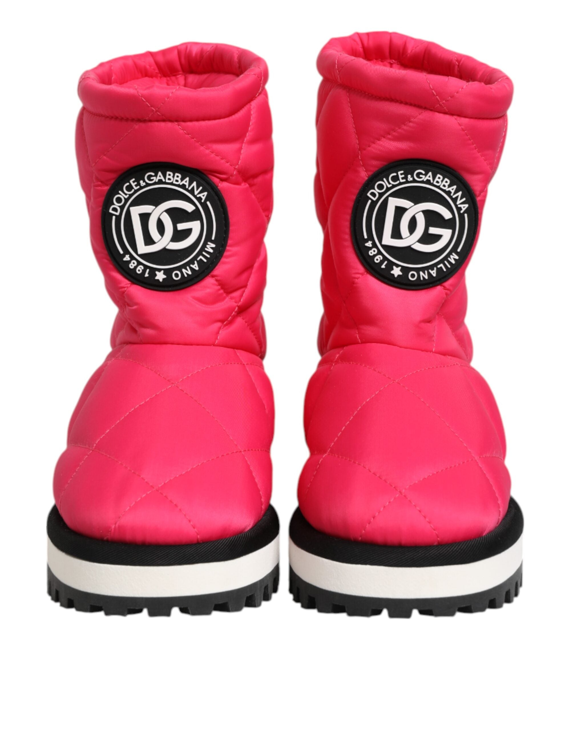 Pink White Viscose Padded Mid Calf Boots Shoes - ventzia