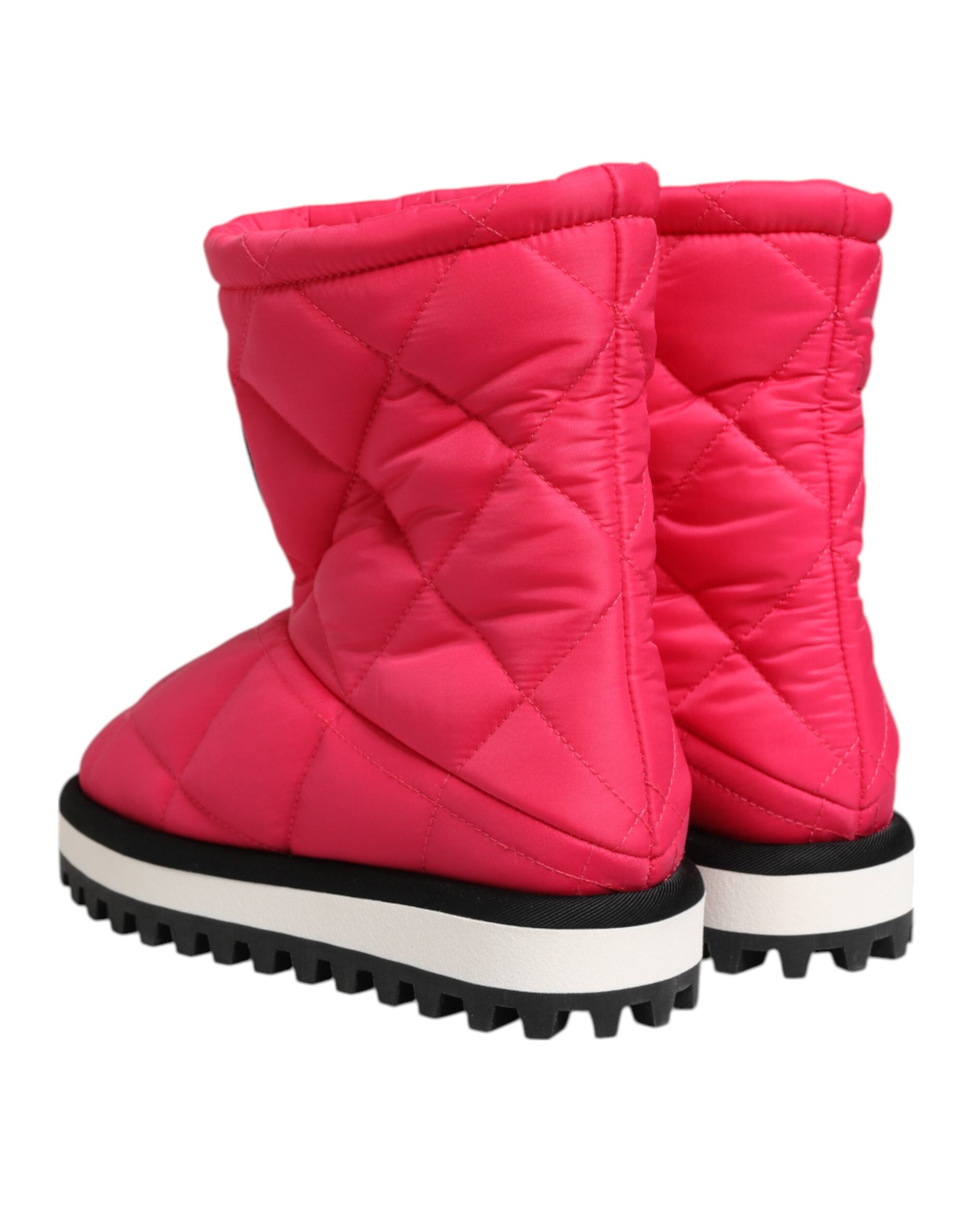 Pink White Viscose Padded Mid Calf Boots Shoes - ventzia
