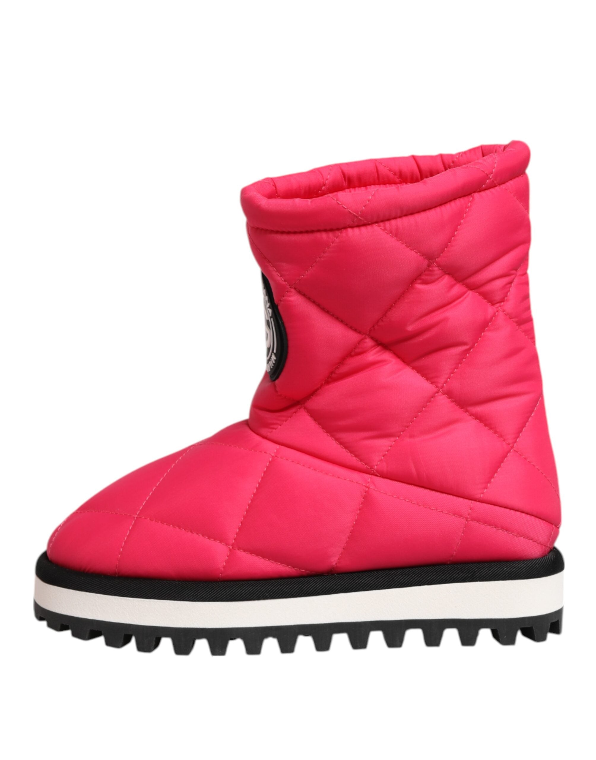 Pink White Viscose Padded Mid Calf Boots Shoes - ventzia