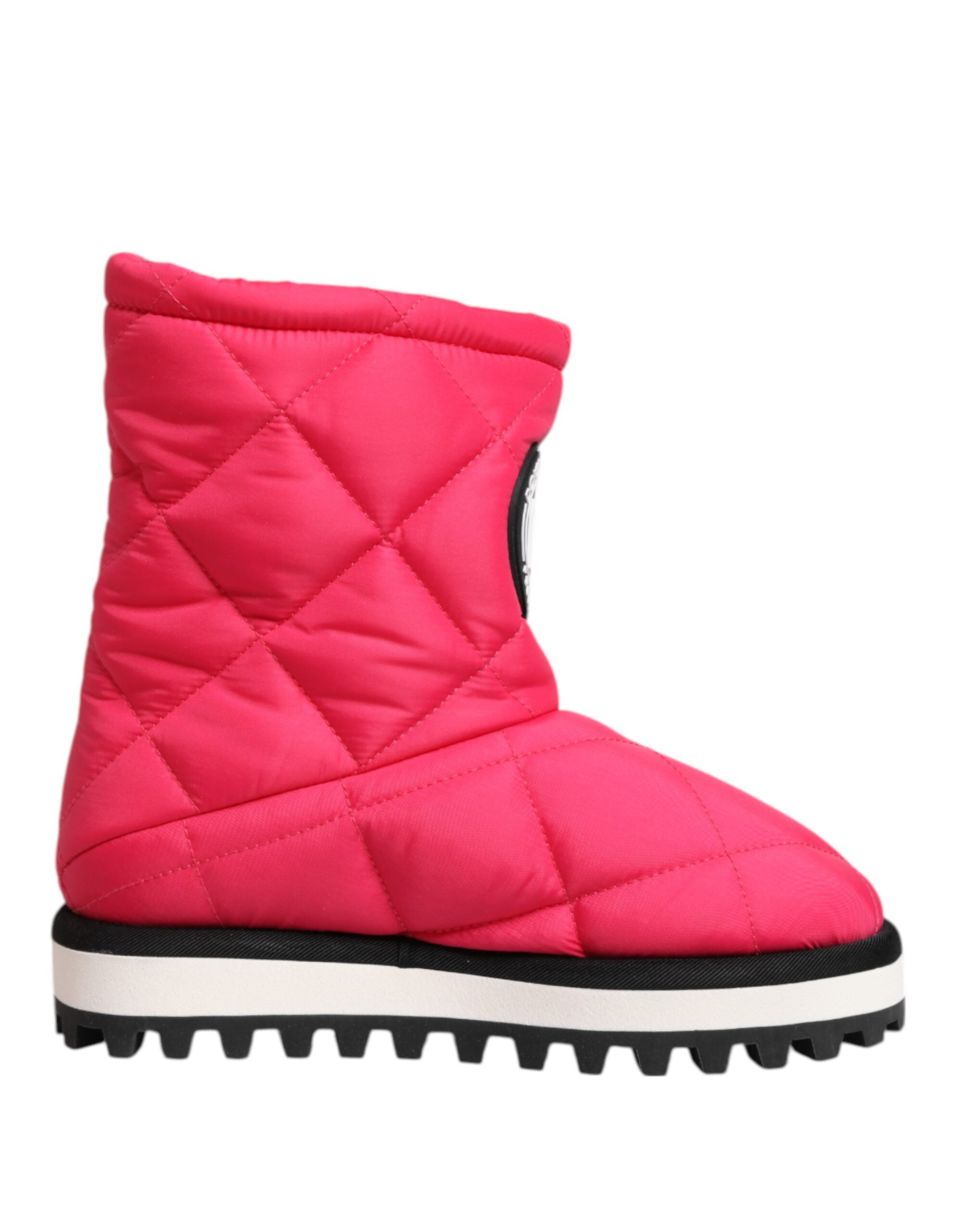 Pink White Viscose Padded Mid Calf Boots Shoes - ventzia