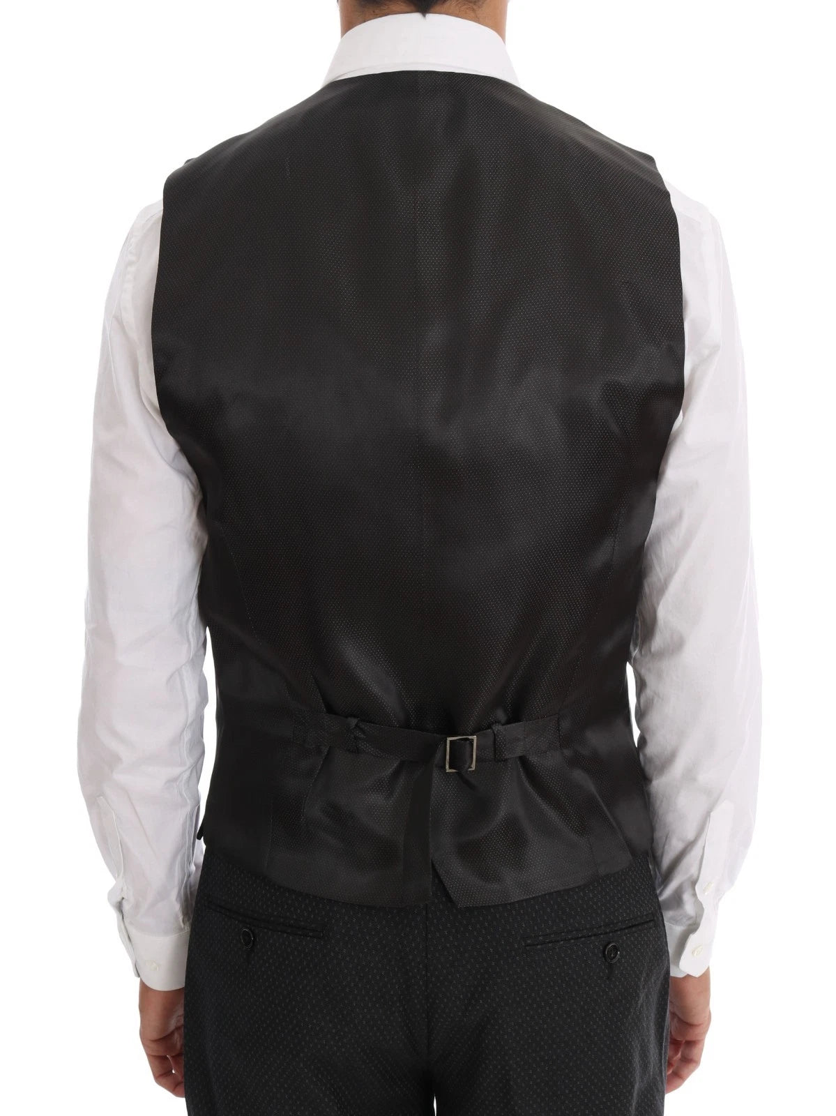 Gray Patterned Wool 3 Piece Slim Suit - ventzia
