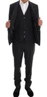 Gray Patterned Wool 3 Piece Slim Suit - ventzia