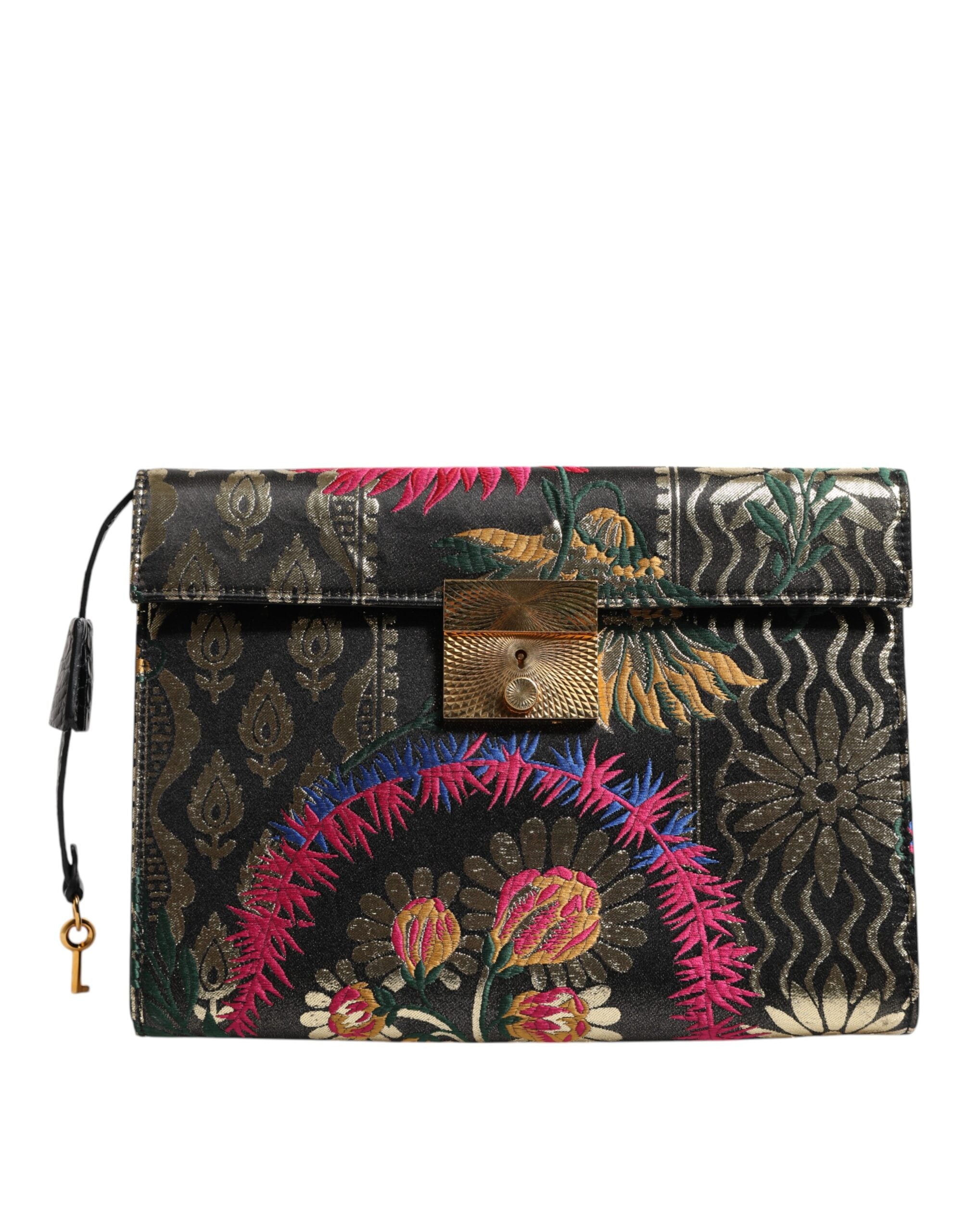 Multicolor Jacquard Floral Document Briefcase Bag - ventzia