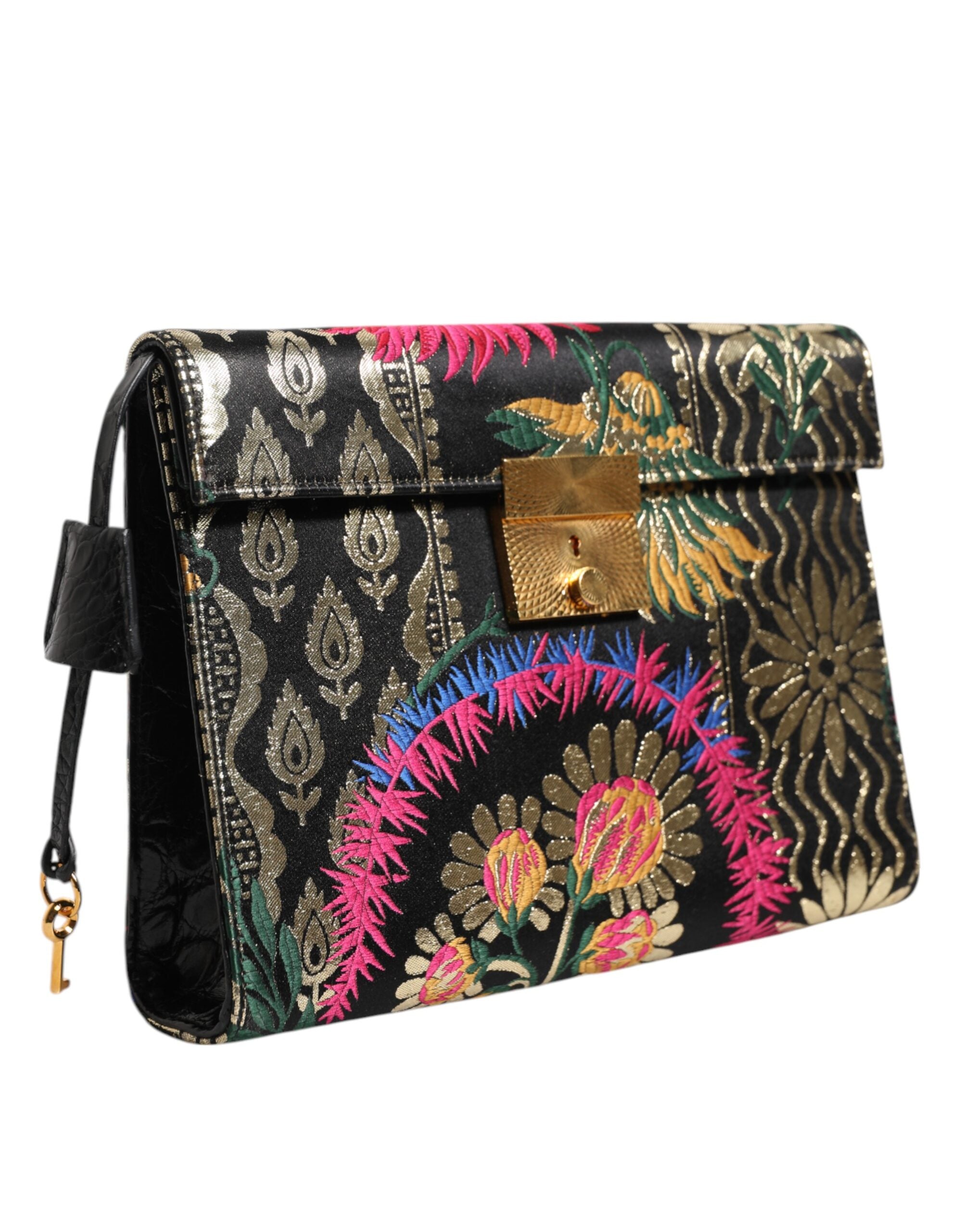 Multicolor Jacquard Floral Document Briefcase Bag - ventzia