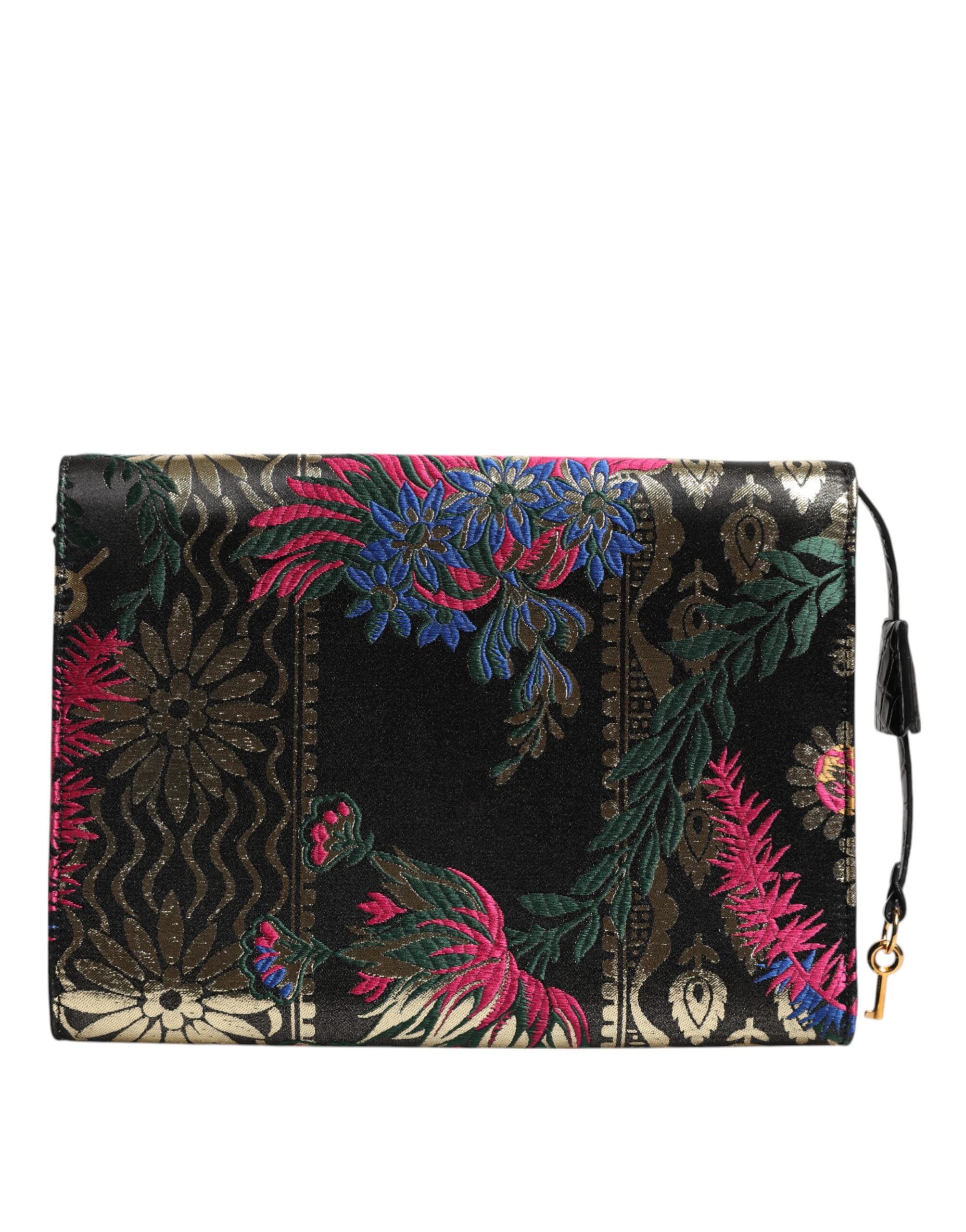Multicolor Jacquard Floral Document Briefcase Bag - ventzia