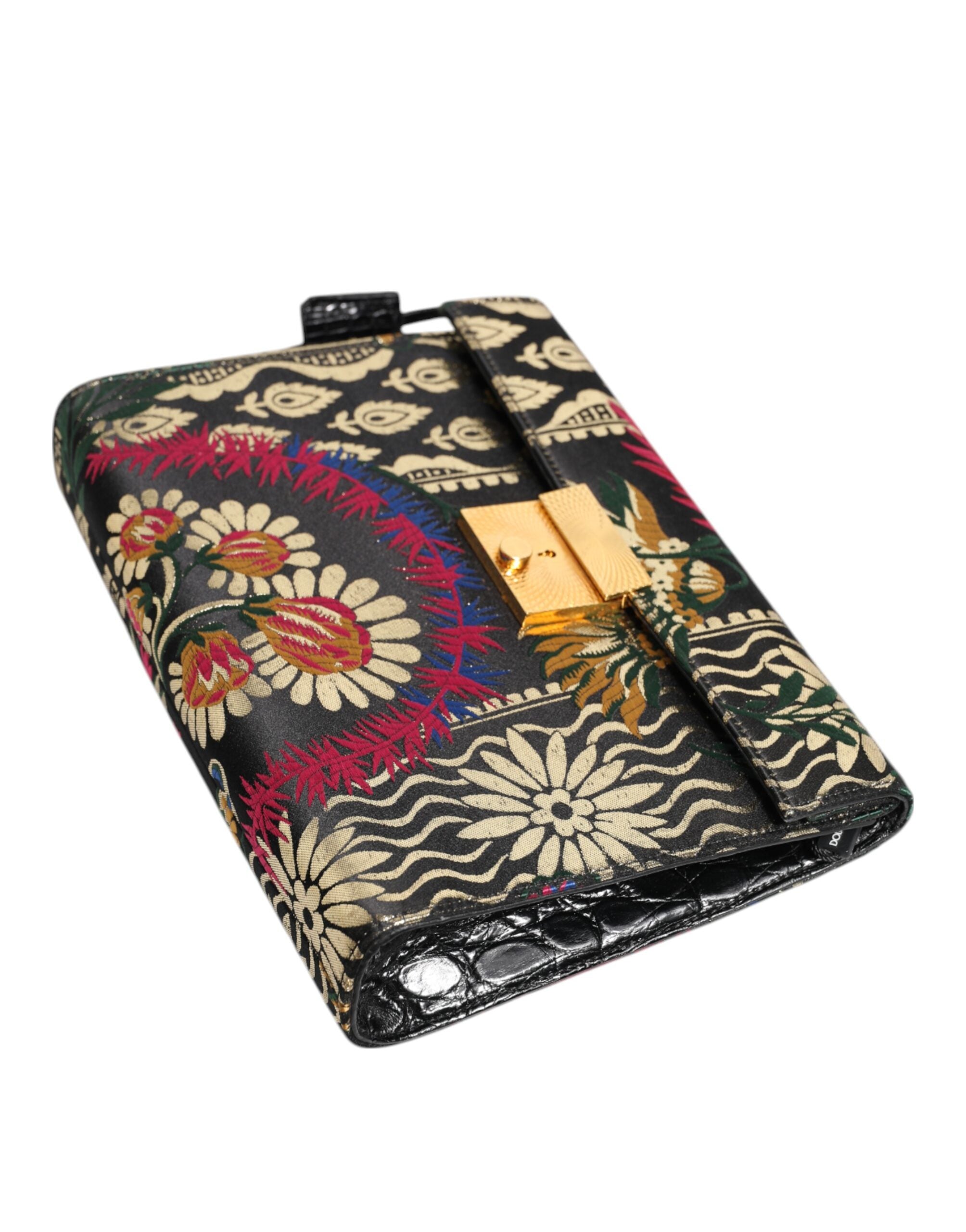 Multicolor Jacquard Floral Document Briefcase Bag - ventzia
