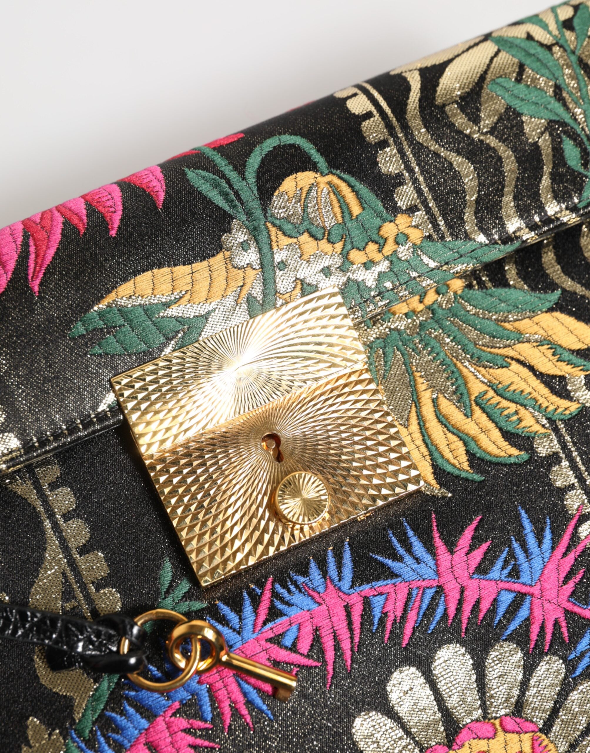 Multicolor Jacquard Floral Document Briefcase Bag - ventzia