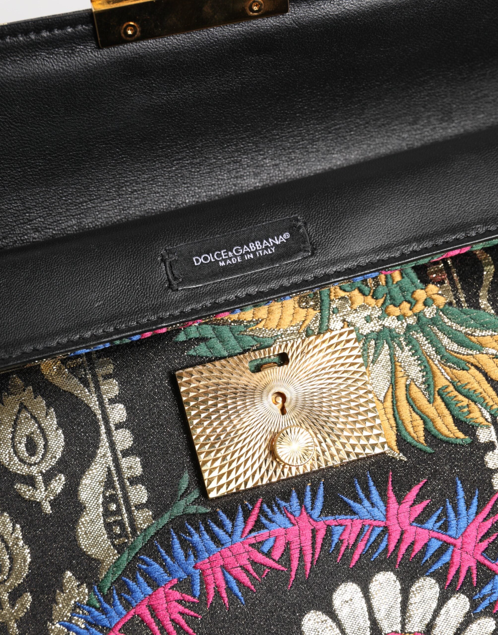Multicolor Jacquard Floral Document Briefcase Bag - ventzia