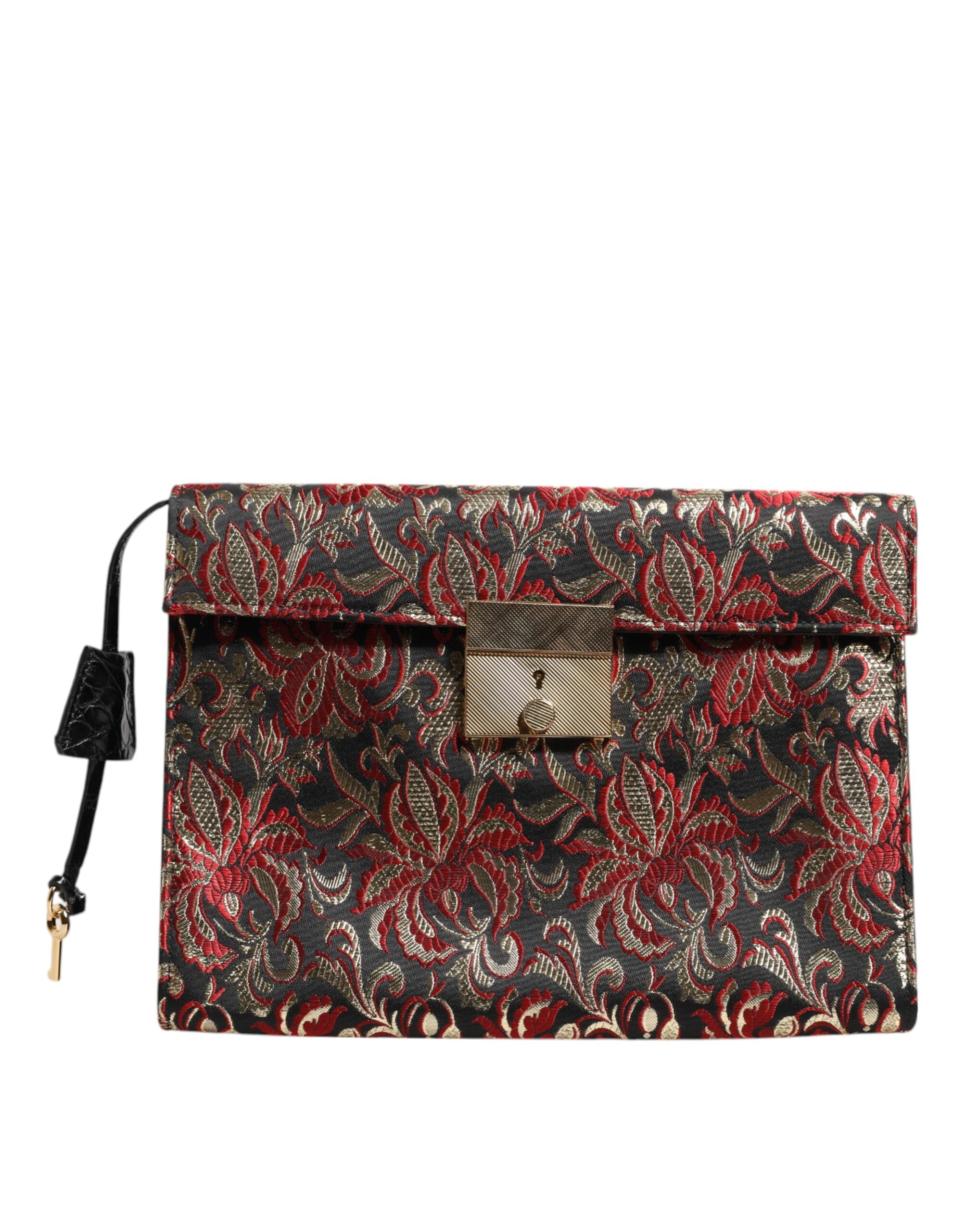 Multicolor Jacquard Floral Document Briefcase Bag - ventzia