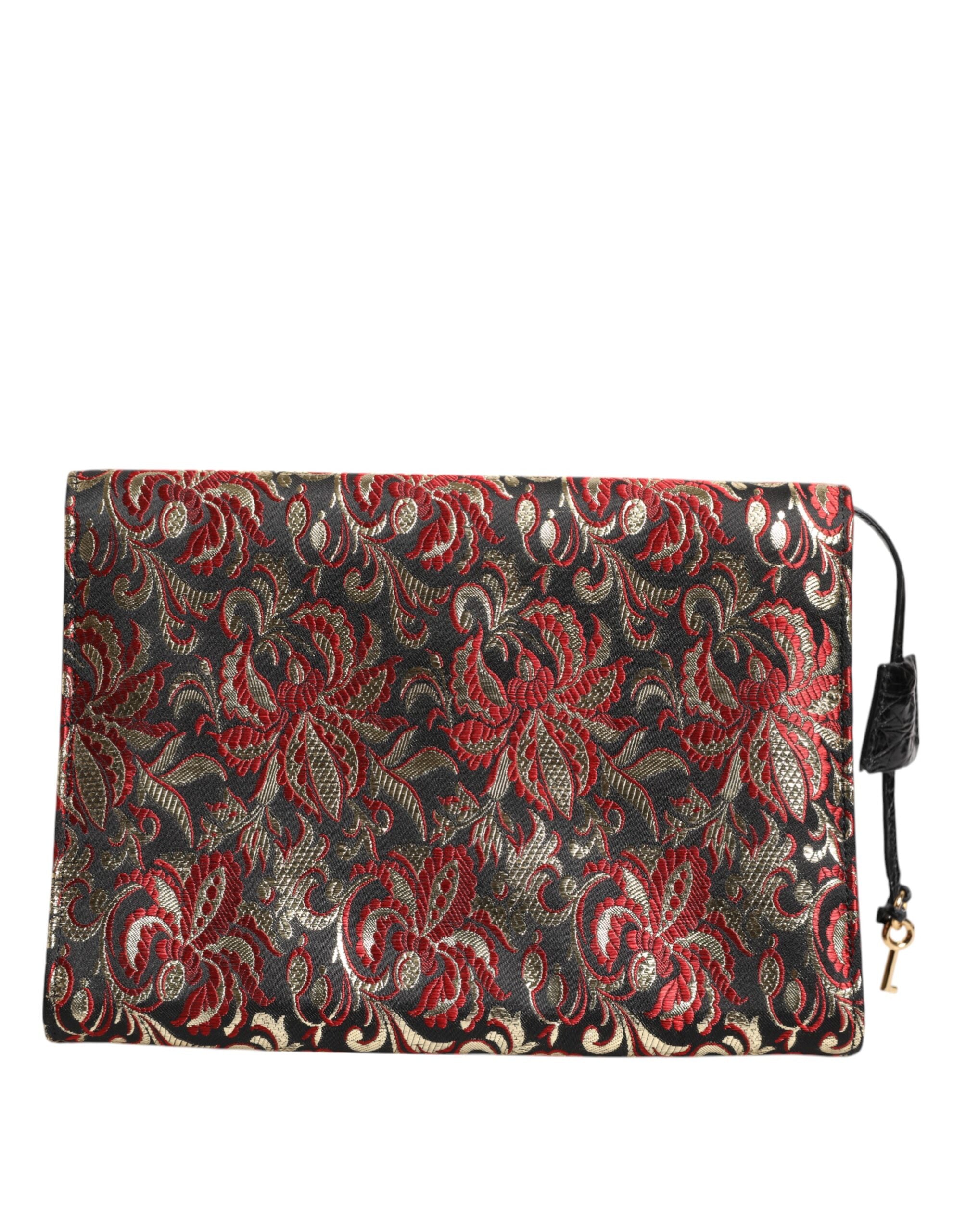 Multicolor Jacquard Floral Document Briefcase Bag - ventzia
