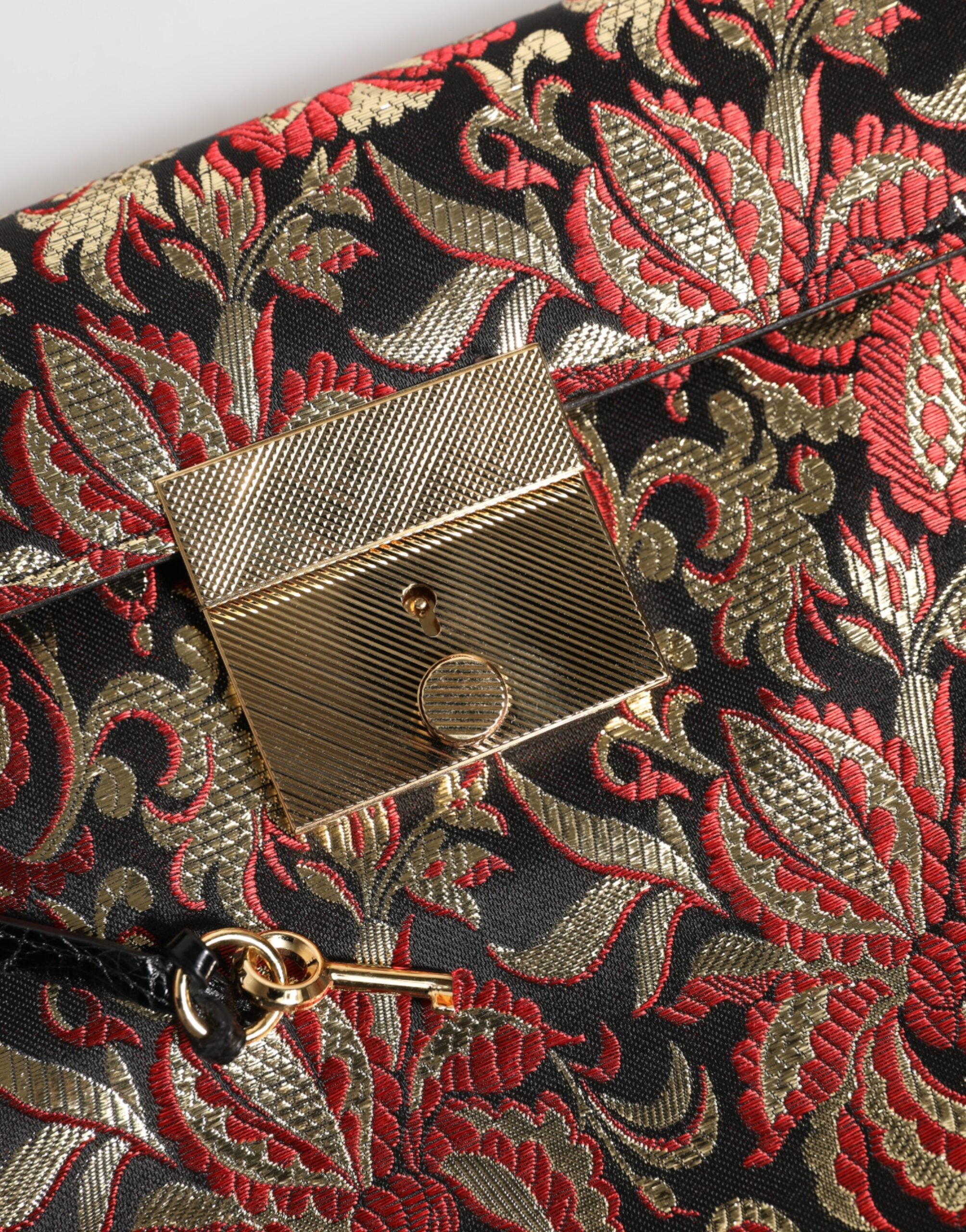 Multicolor Jacquard Floral Document Briefcase Bag - ventzia