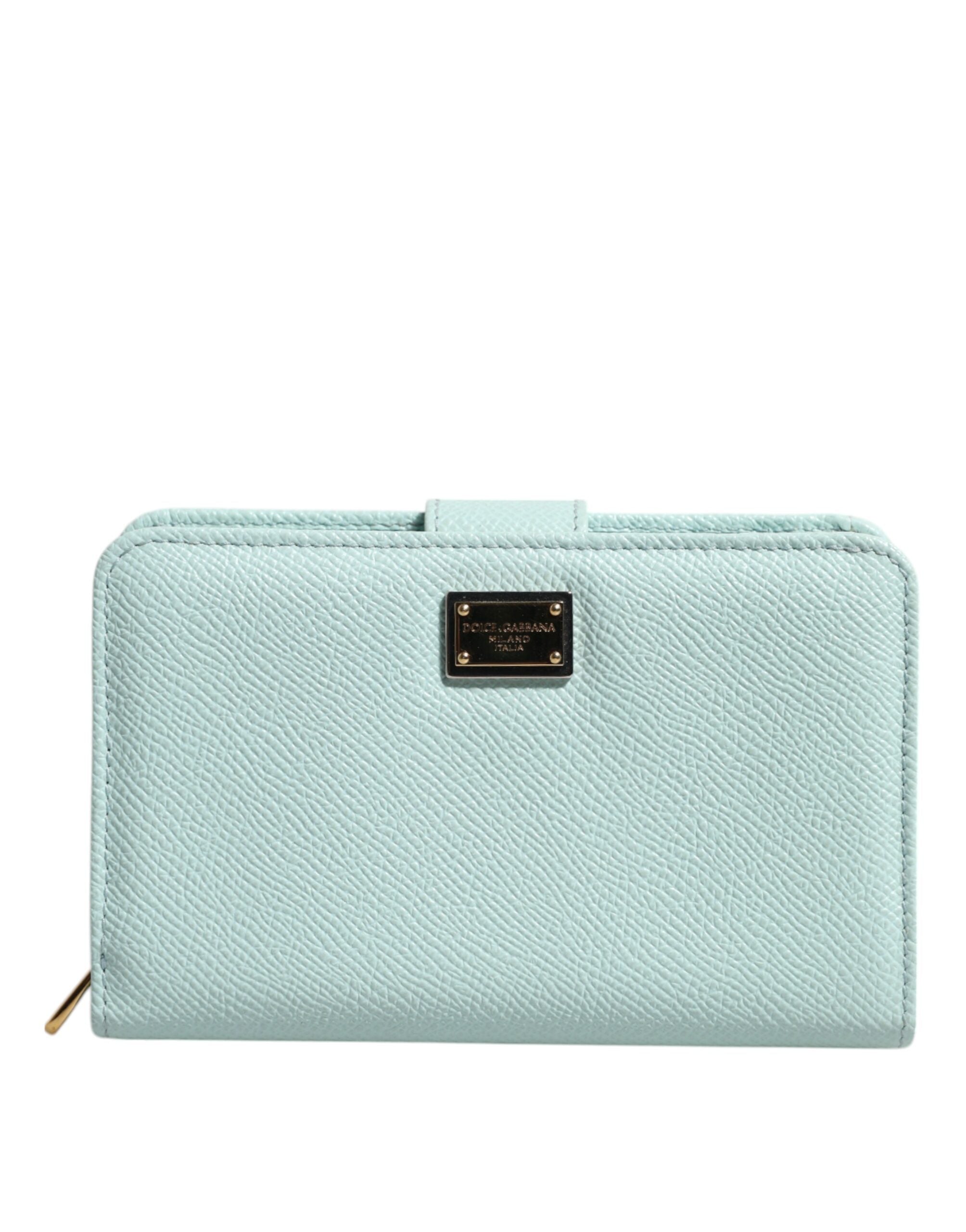 Mint Green Leather Bifold Continental Clutch Wallet - ventzia