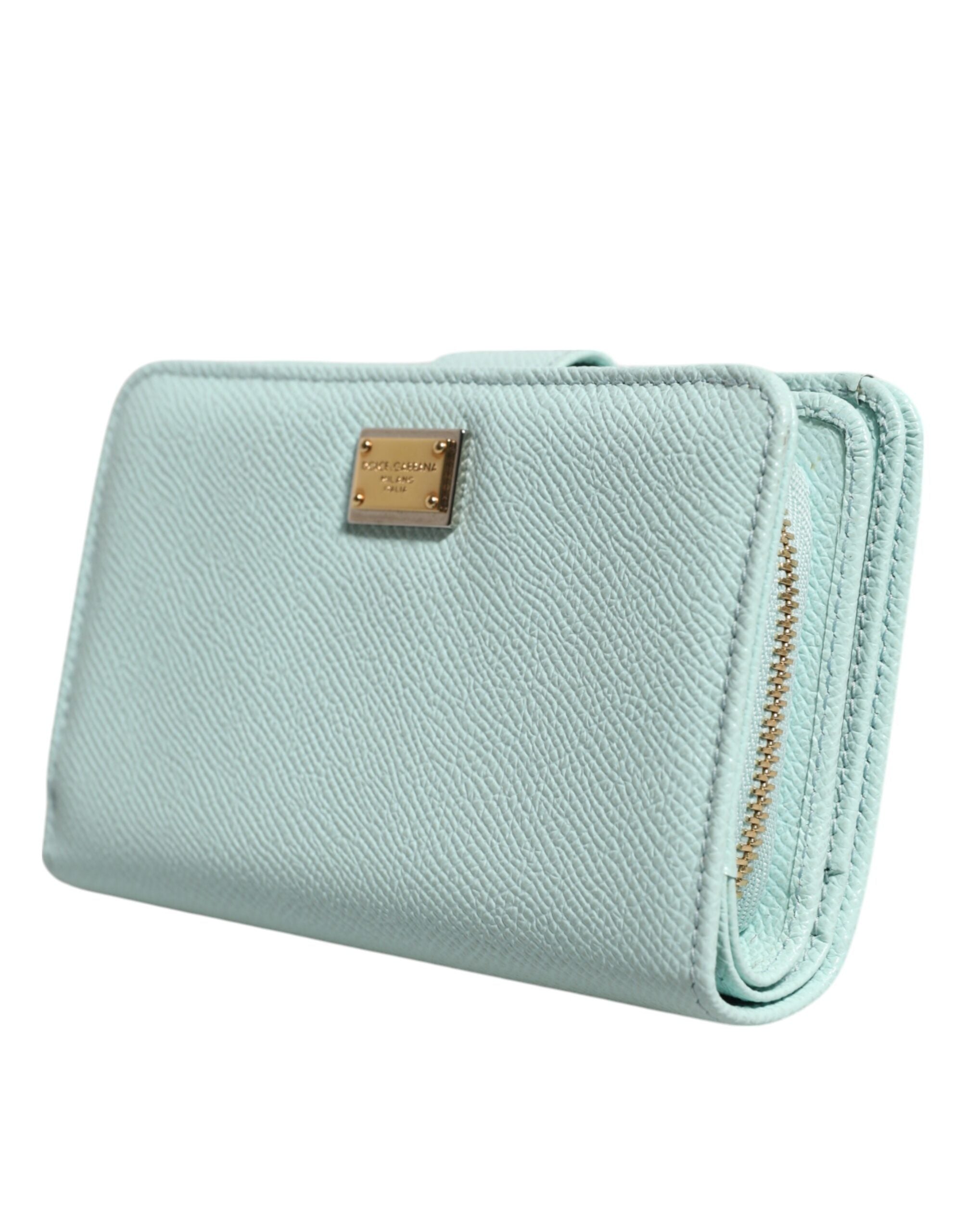 Mint Green Leather Bifold Continental Clutch Wallet - ventzia