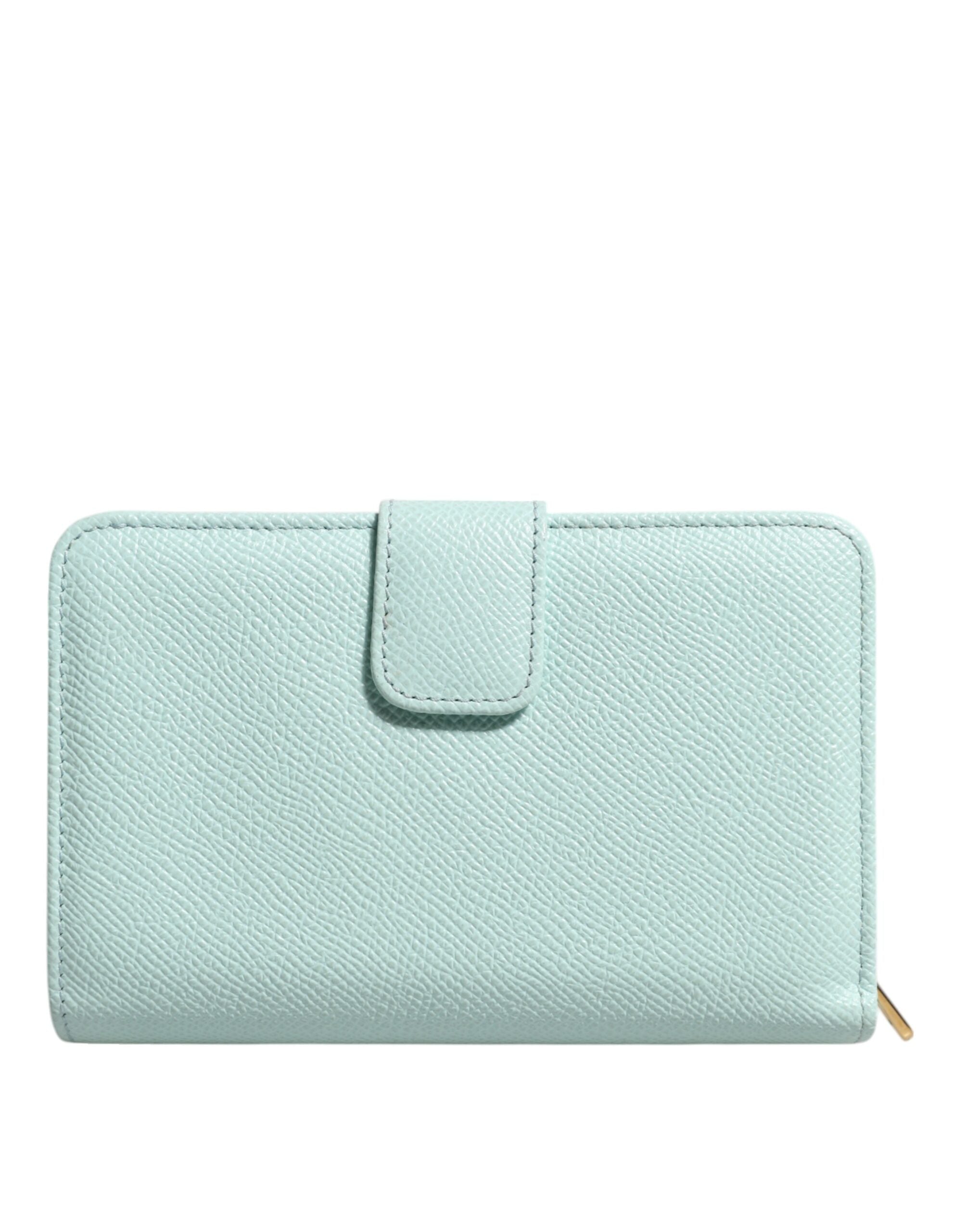 Mint Green Leather Bifold Continental Clutch Wallet - ventzia
