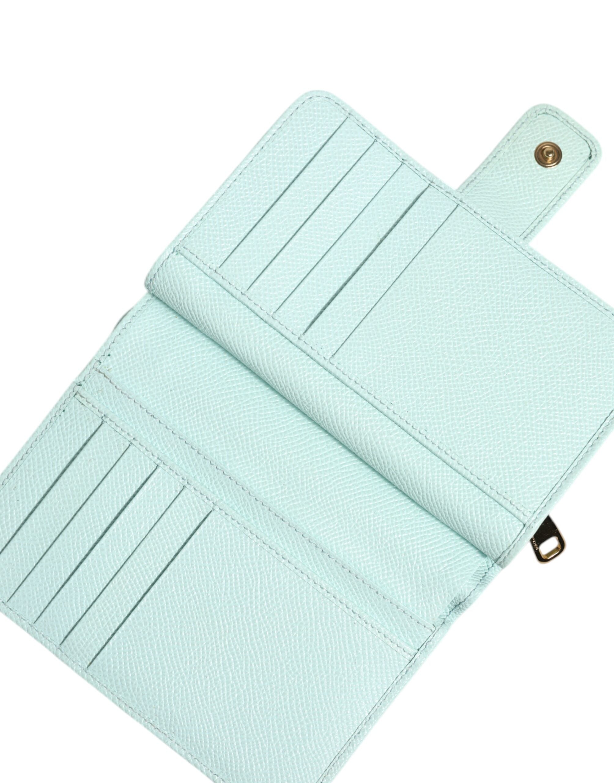 Mint Green Leather Bifold Continental Clutch Wallet - ventzia