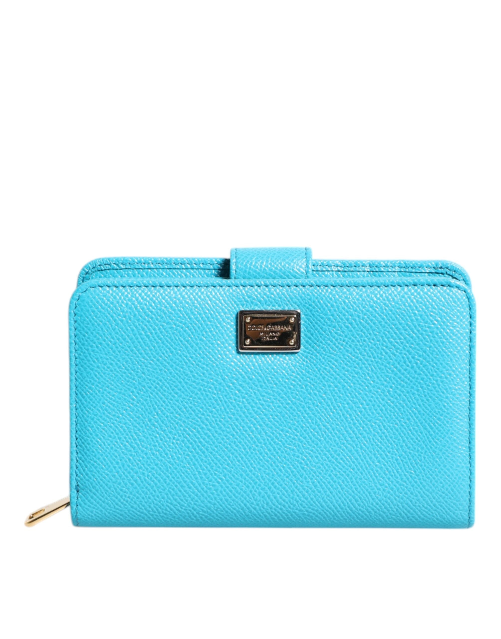 Light Blue Leather Bifold Continental Clutch Wallet - ventzia