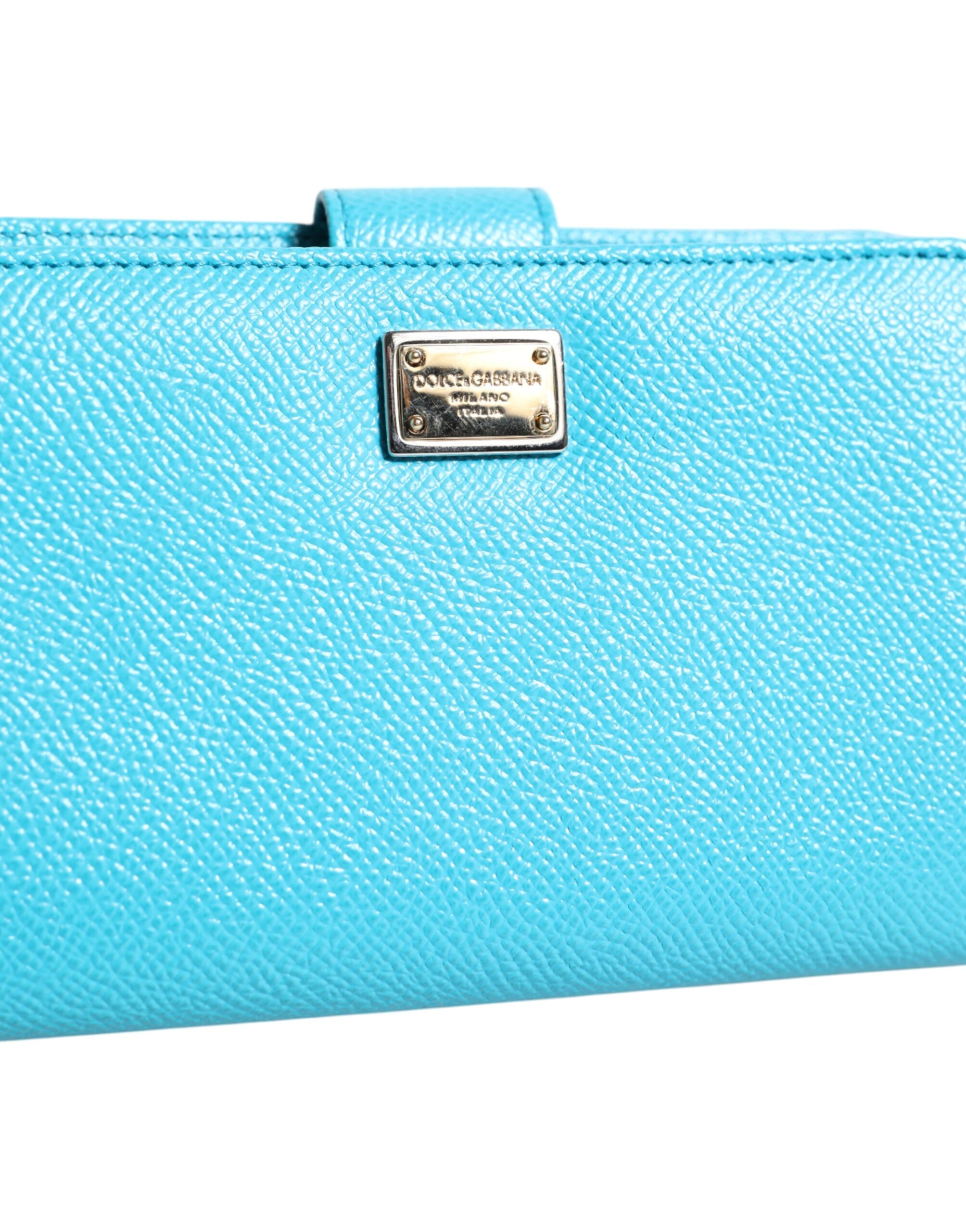 Light Blue Leather Bifold Continental Clutch Wallet - ventzia