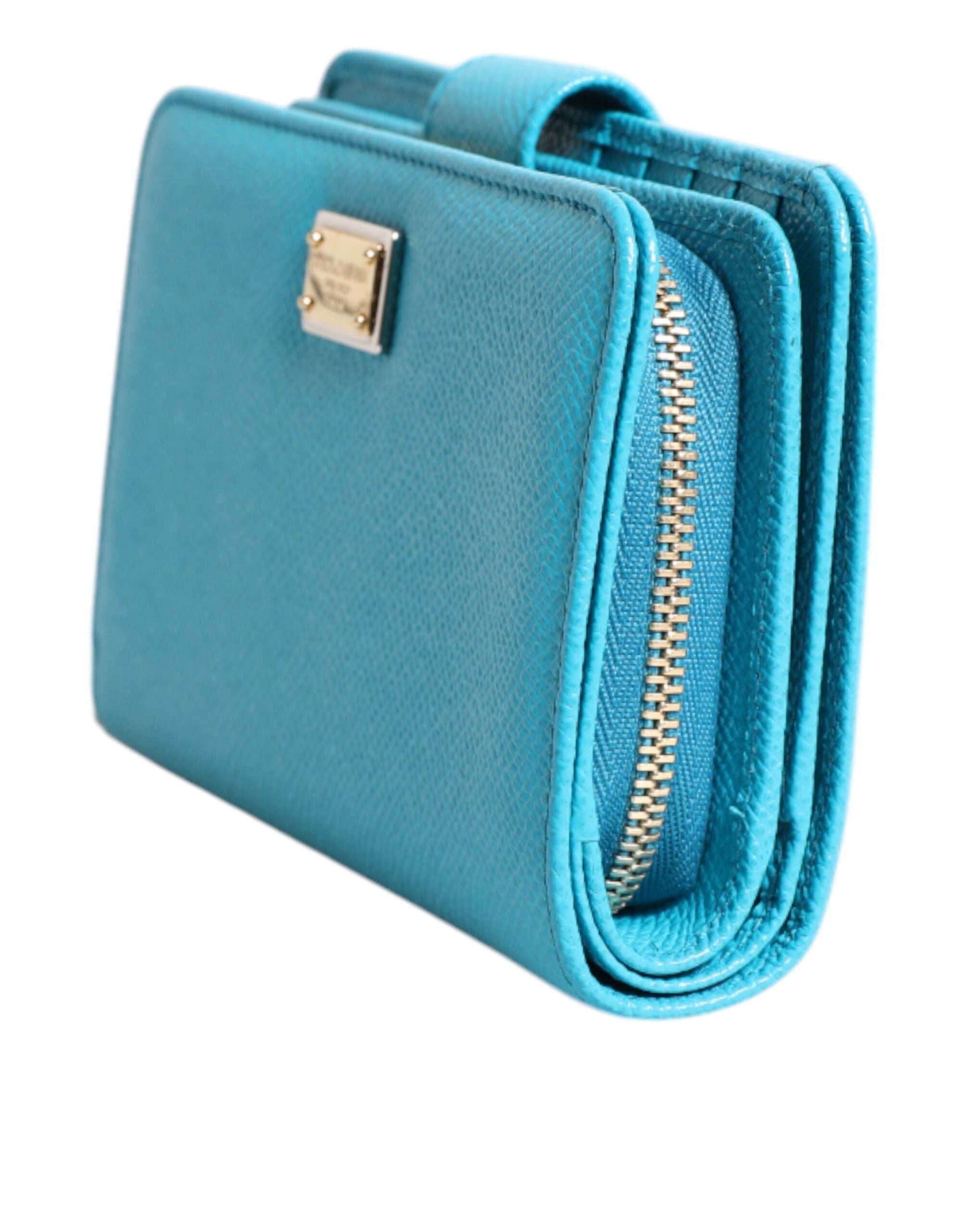 Light Blue Leather Bifold Continental Clutch Wallet - ventzia