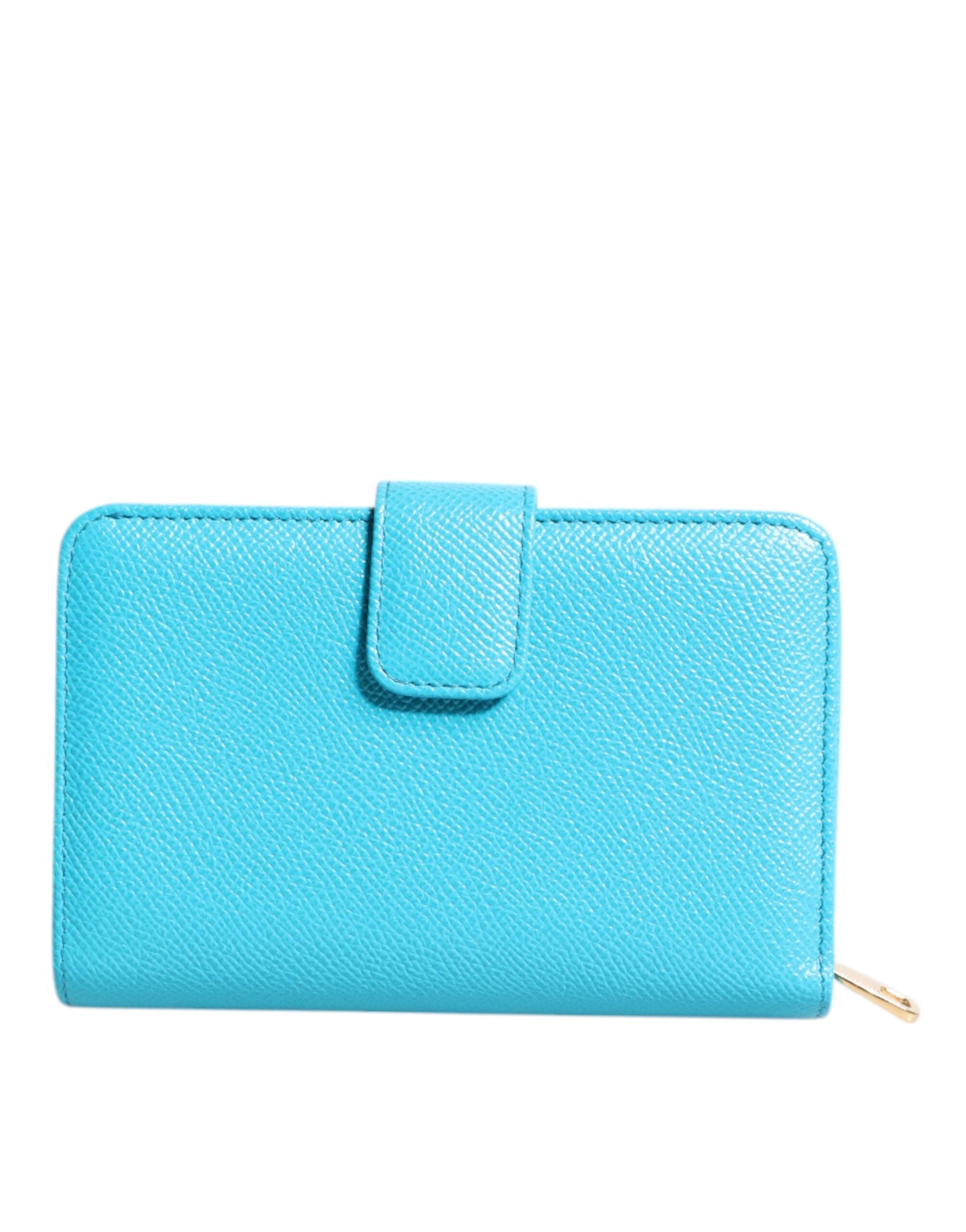 Light Blue Leather Bifold Continental Clutch Wallet - ventzia