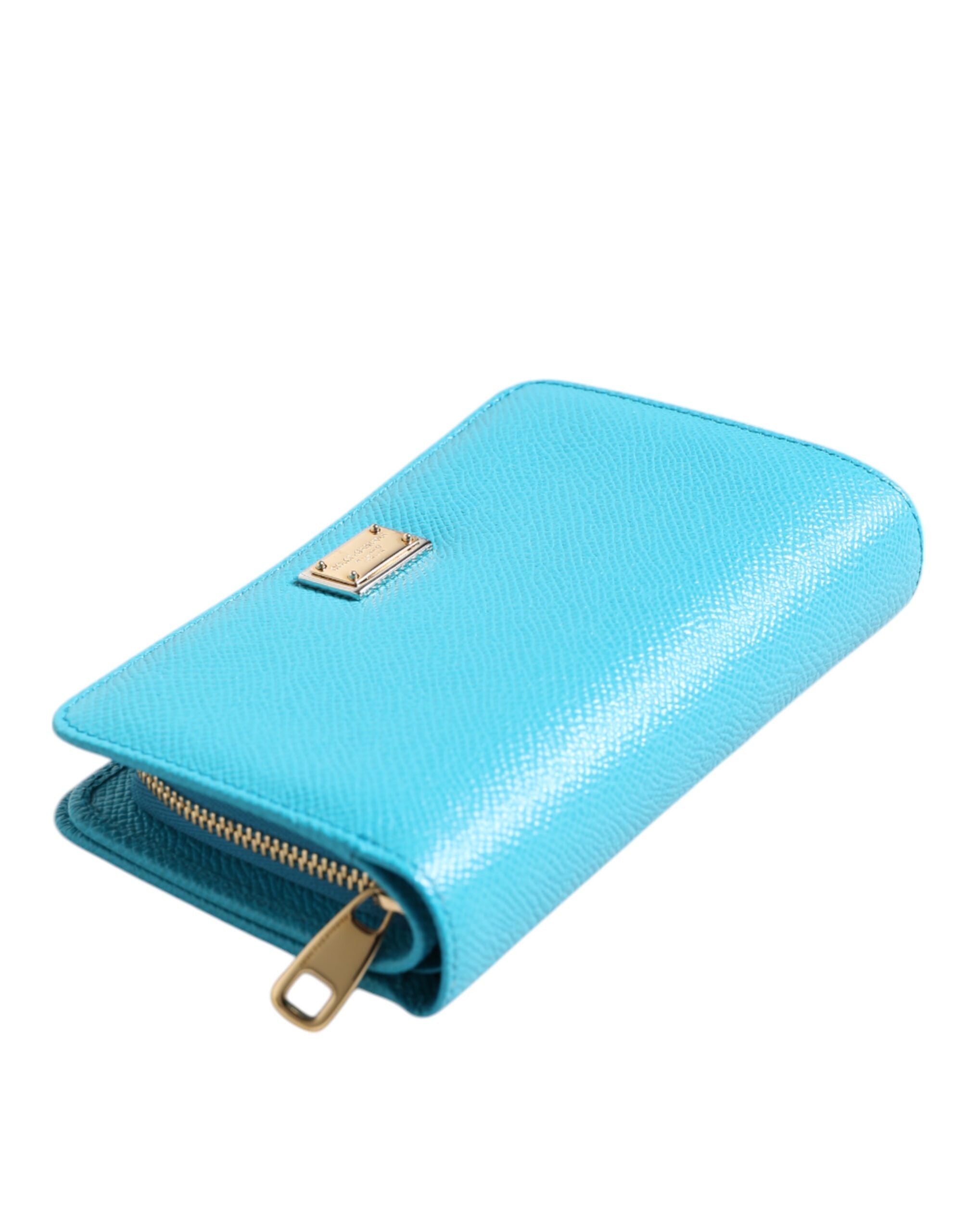 Light Blue Leather Bifold Continental Clutch Wallet - ventzia